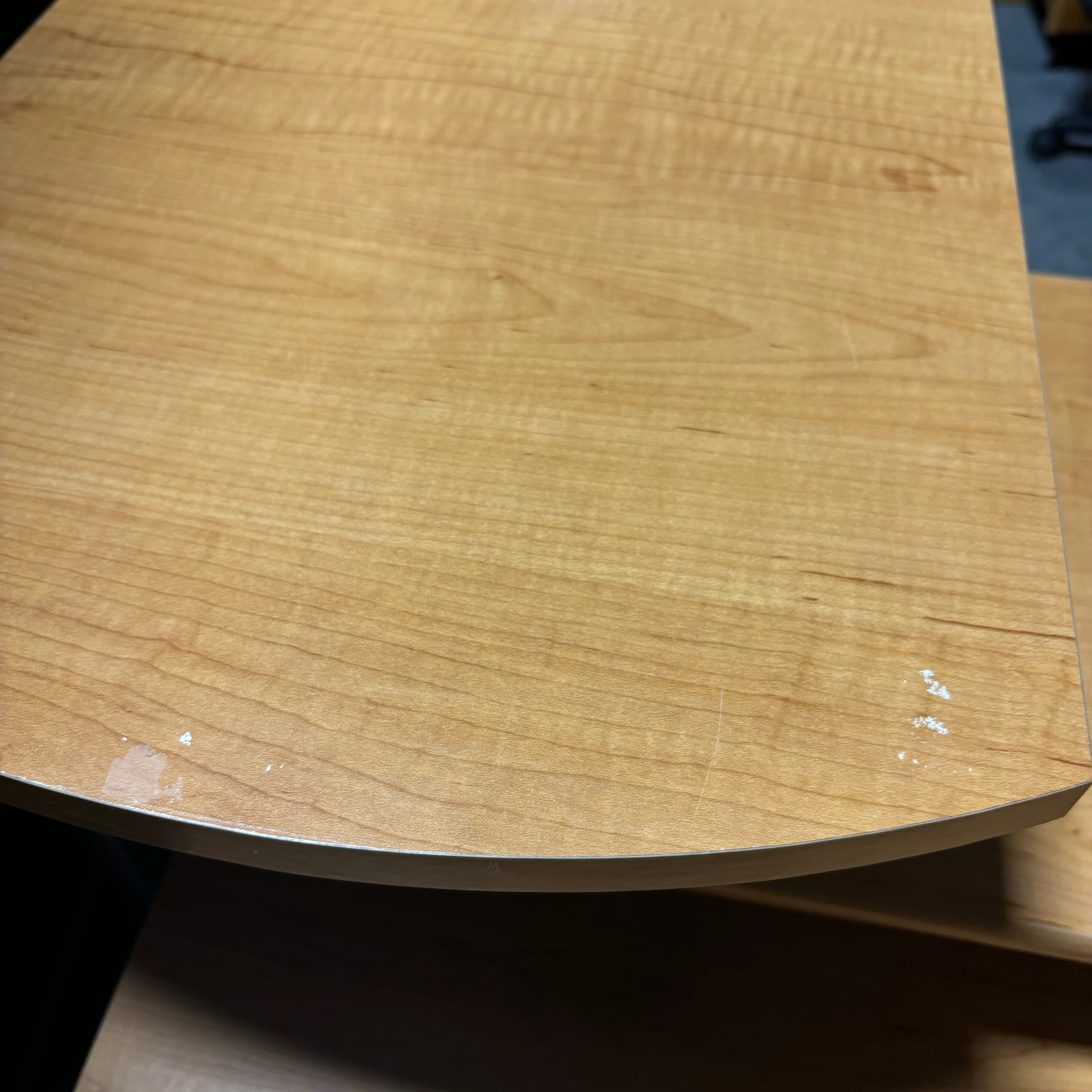 Light Wood Veneer Top with Black Metal & Wood Multi Surface On Casters Computer Desk 52"x 41"x 30.5"