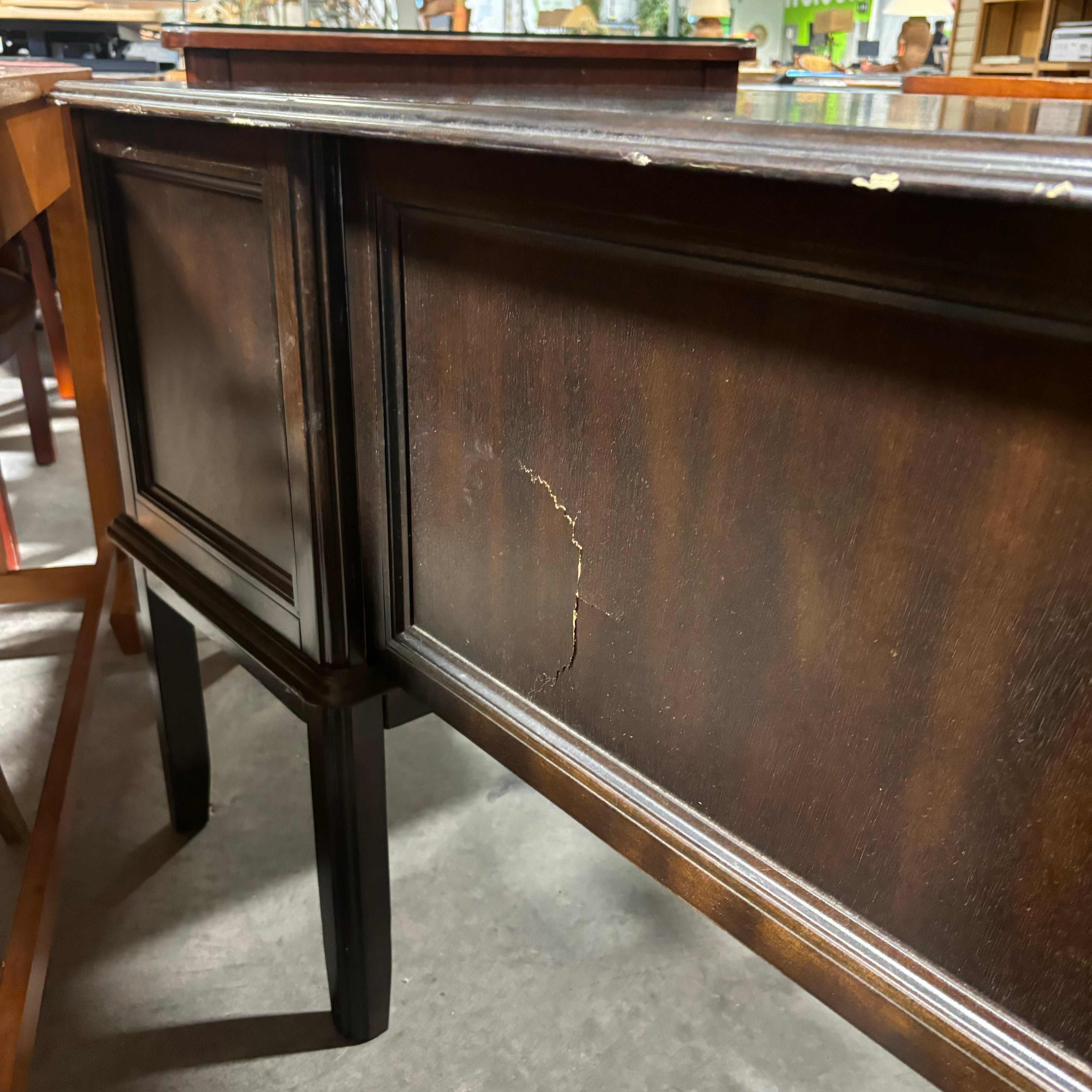 Ashley Dark Finish Wood Style Laminate with Brass Colored Accents 5 Drawer Desk 60"x 30"x 30"