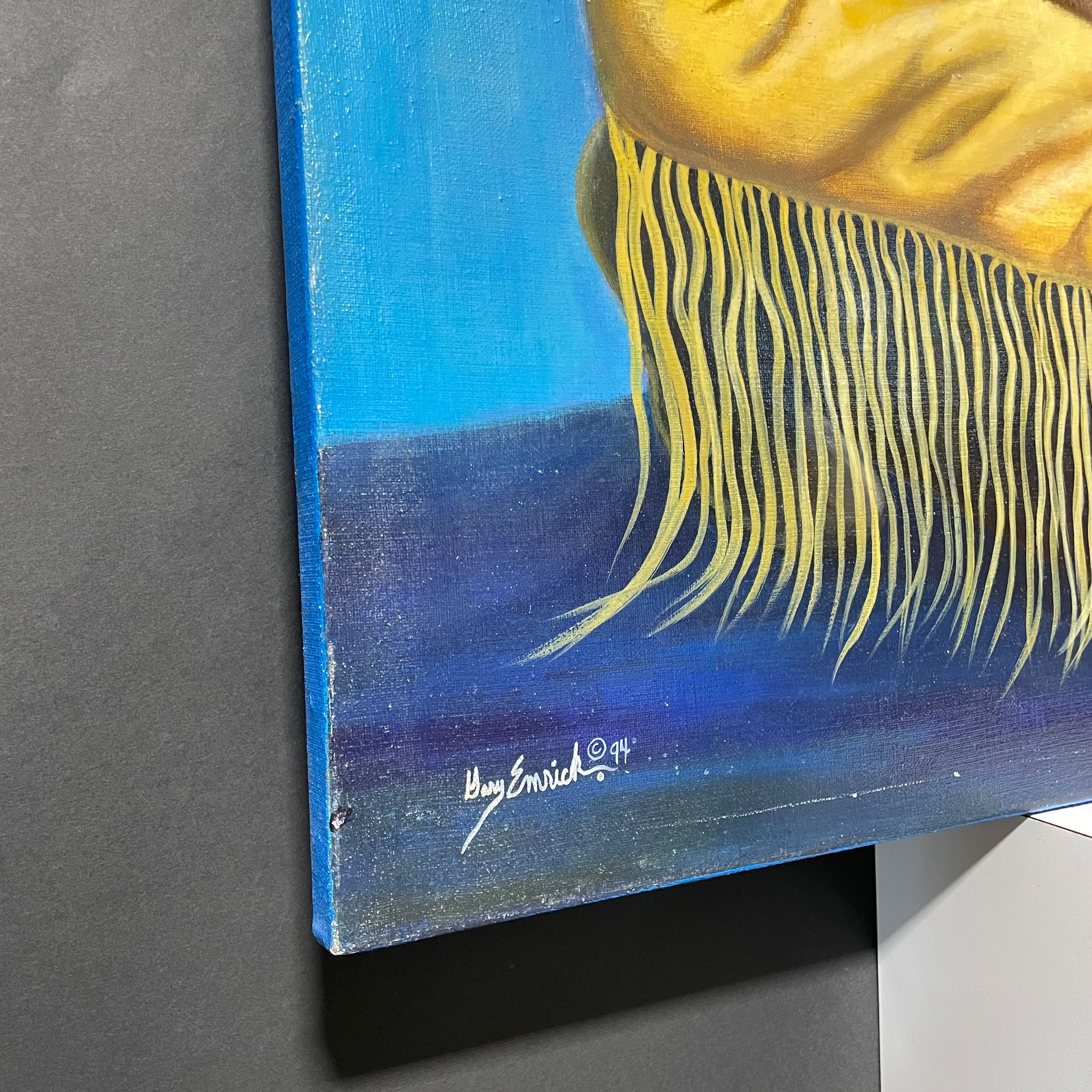 Gary Emrich Signed/Dated Native American Portrait Original Painting 36" x 48"