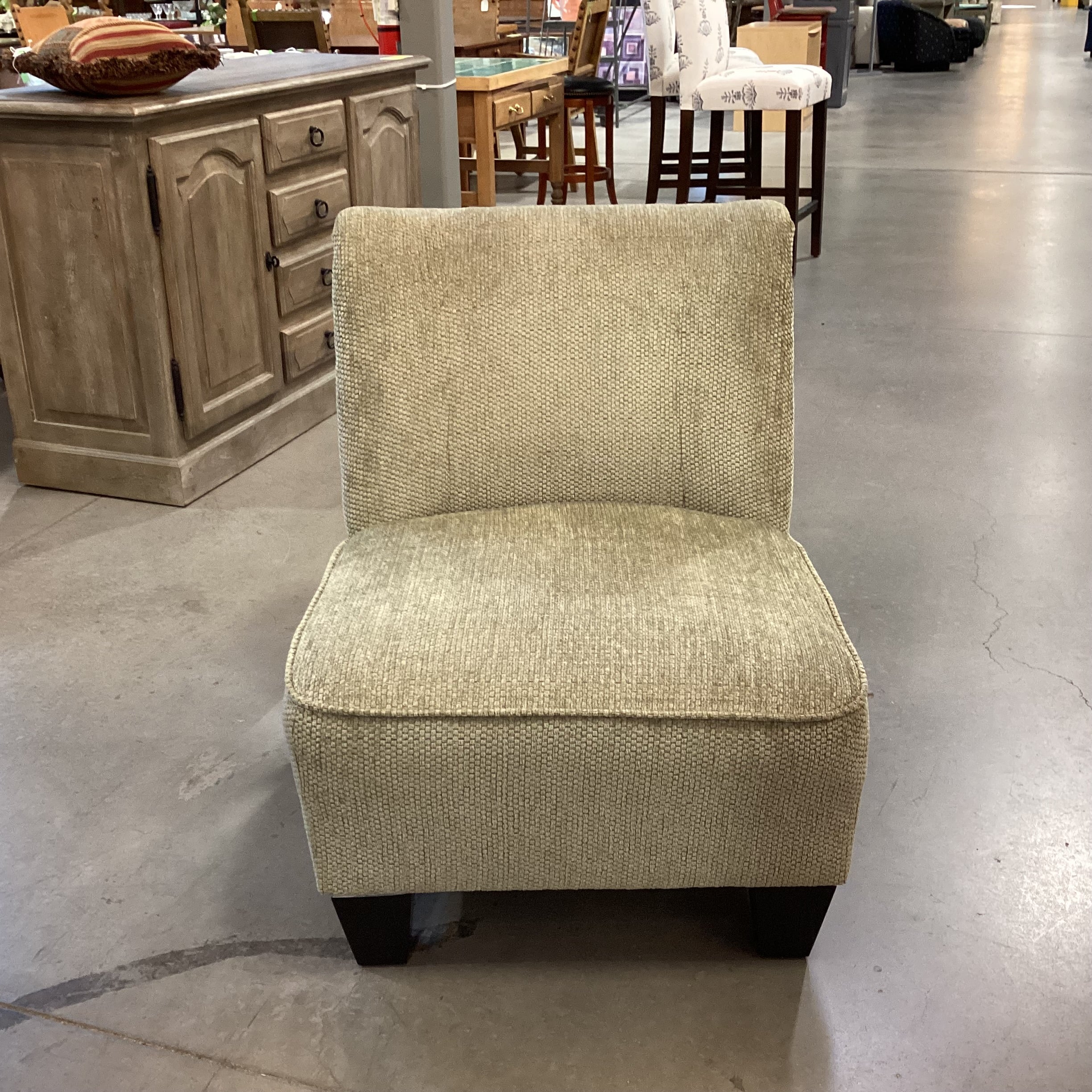 Light Sage Chenille Woven Slipper Style Chair 28"x 36"x 33"