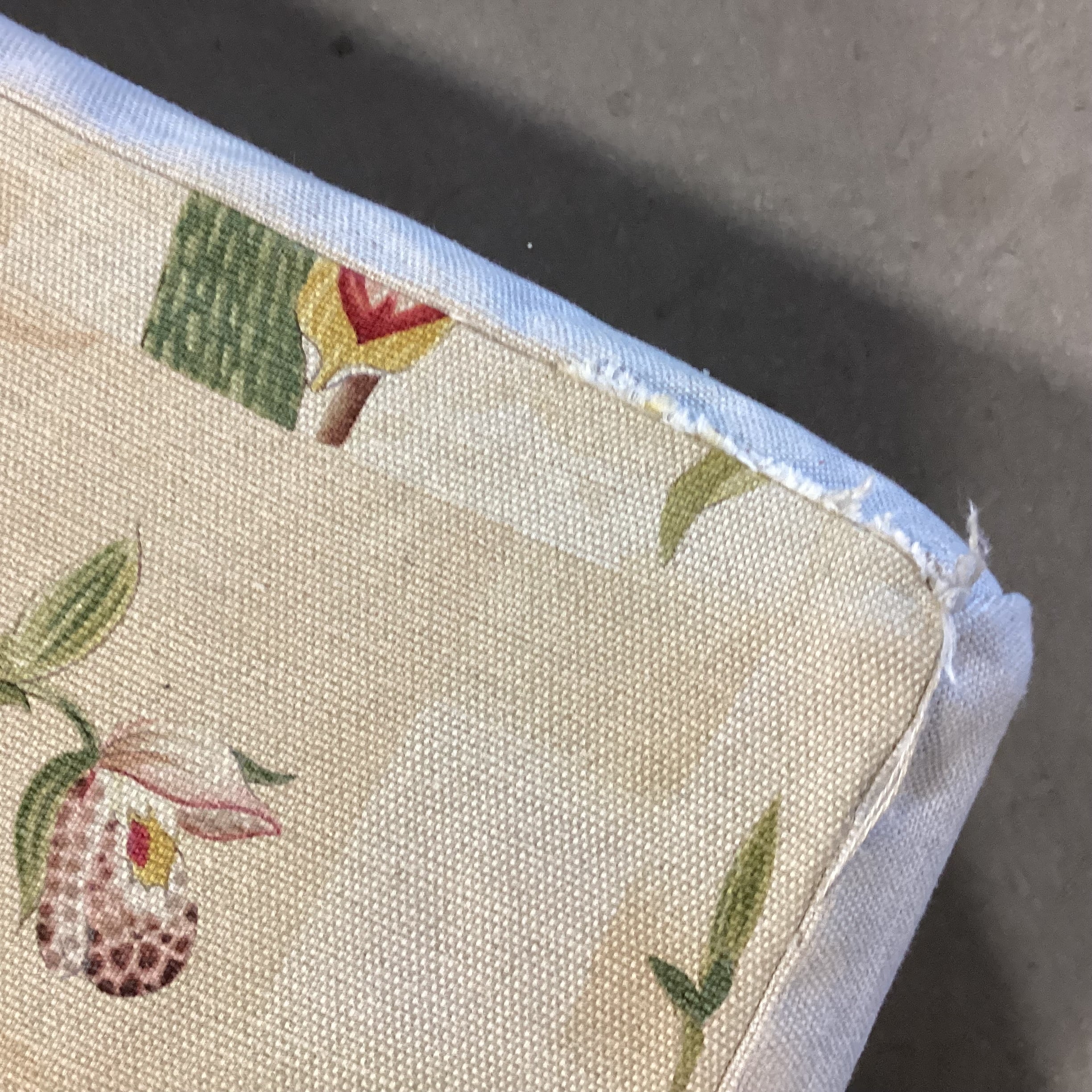 Floral Linen Slipcovered Ottoman 42"x 37"x 17"