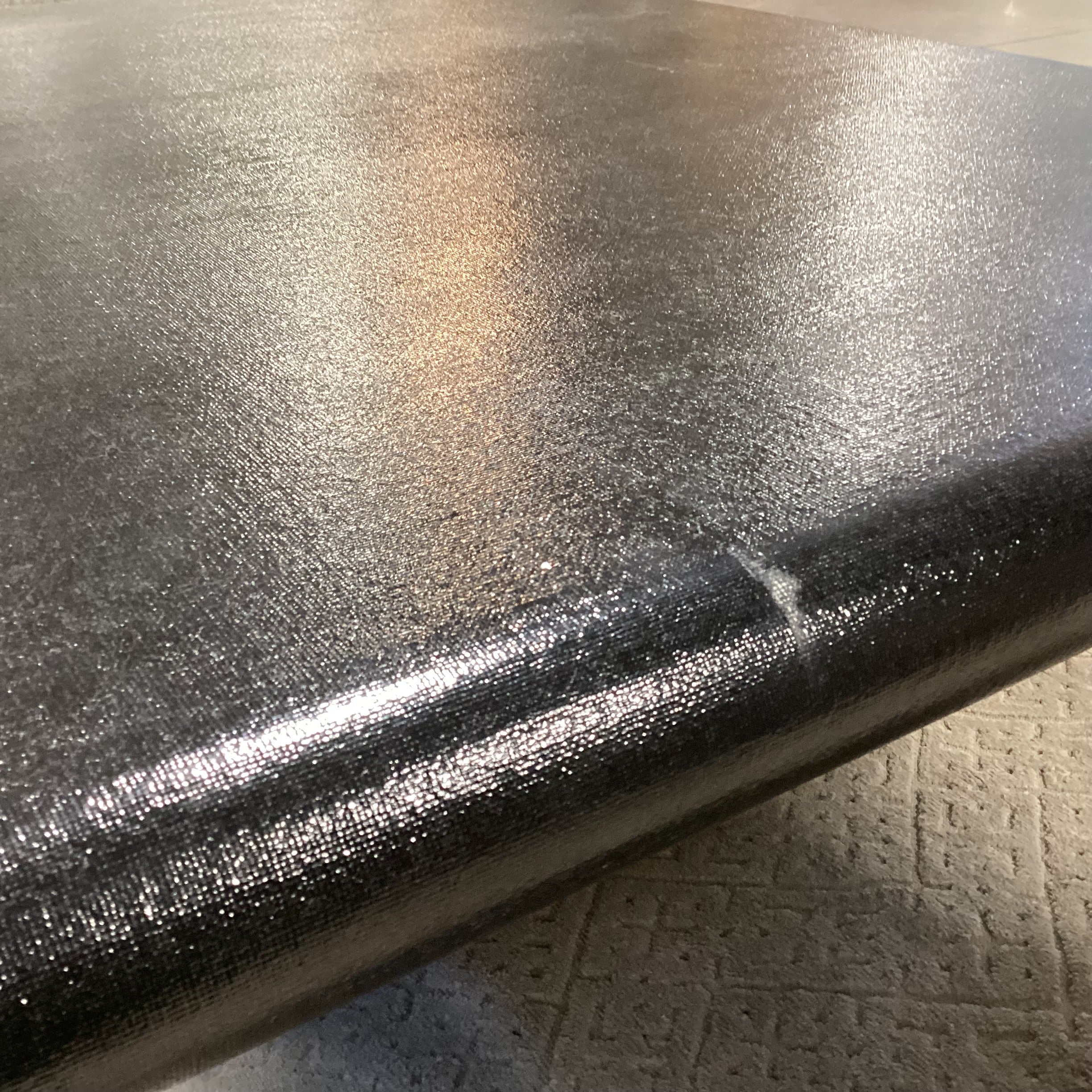 Custom Modern Black Lacquered Linen Wrapped Coffee Table 50"x 40"x 16"