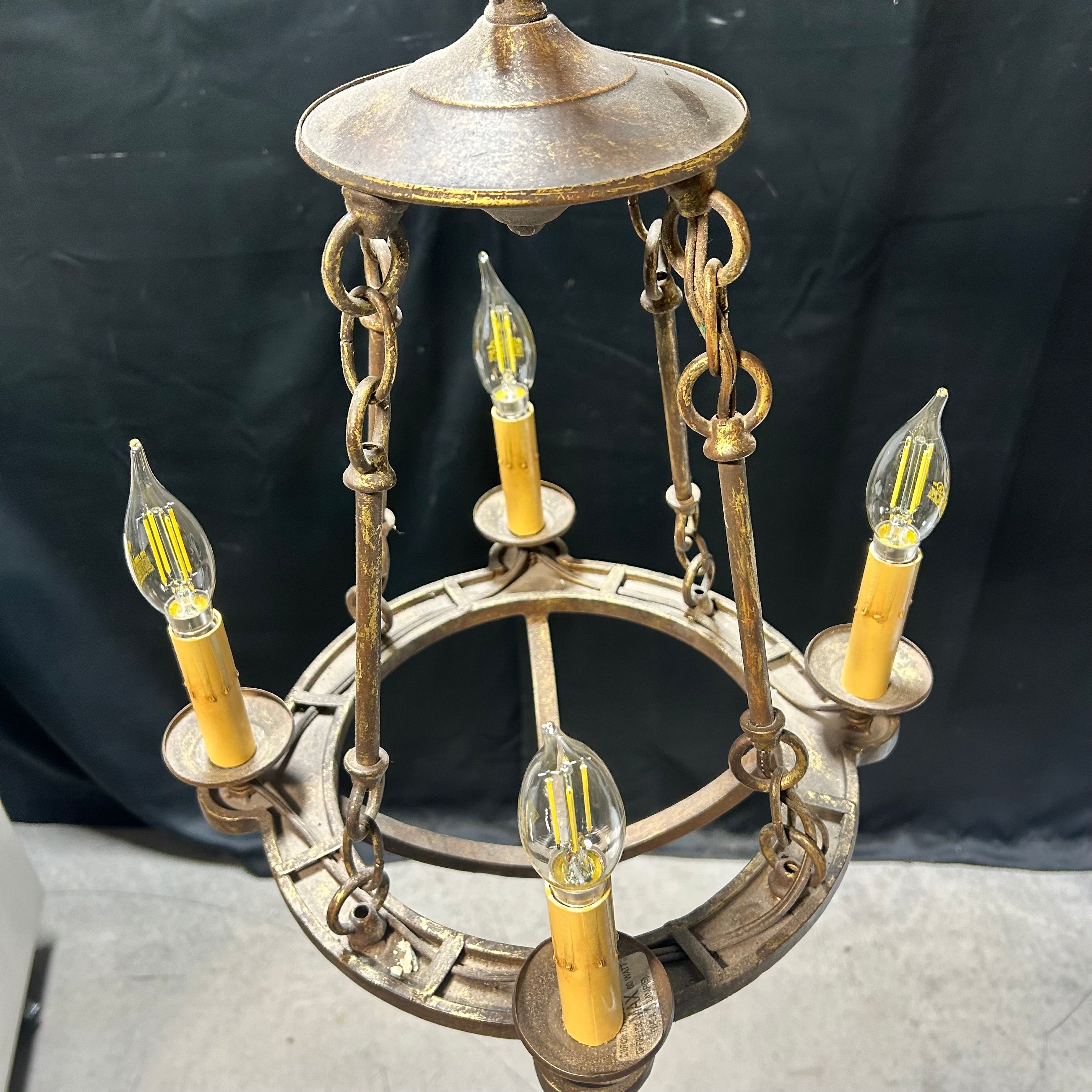 Vintage Medieval Or Gothic Style 4 Light 15"x 27"Chandelier
