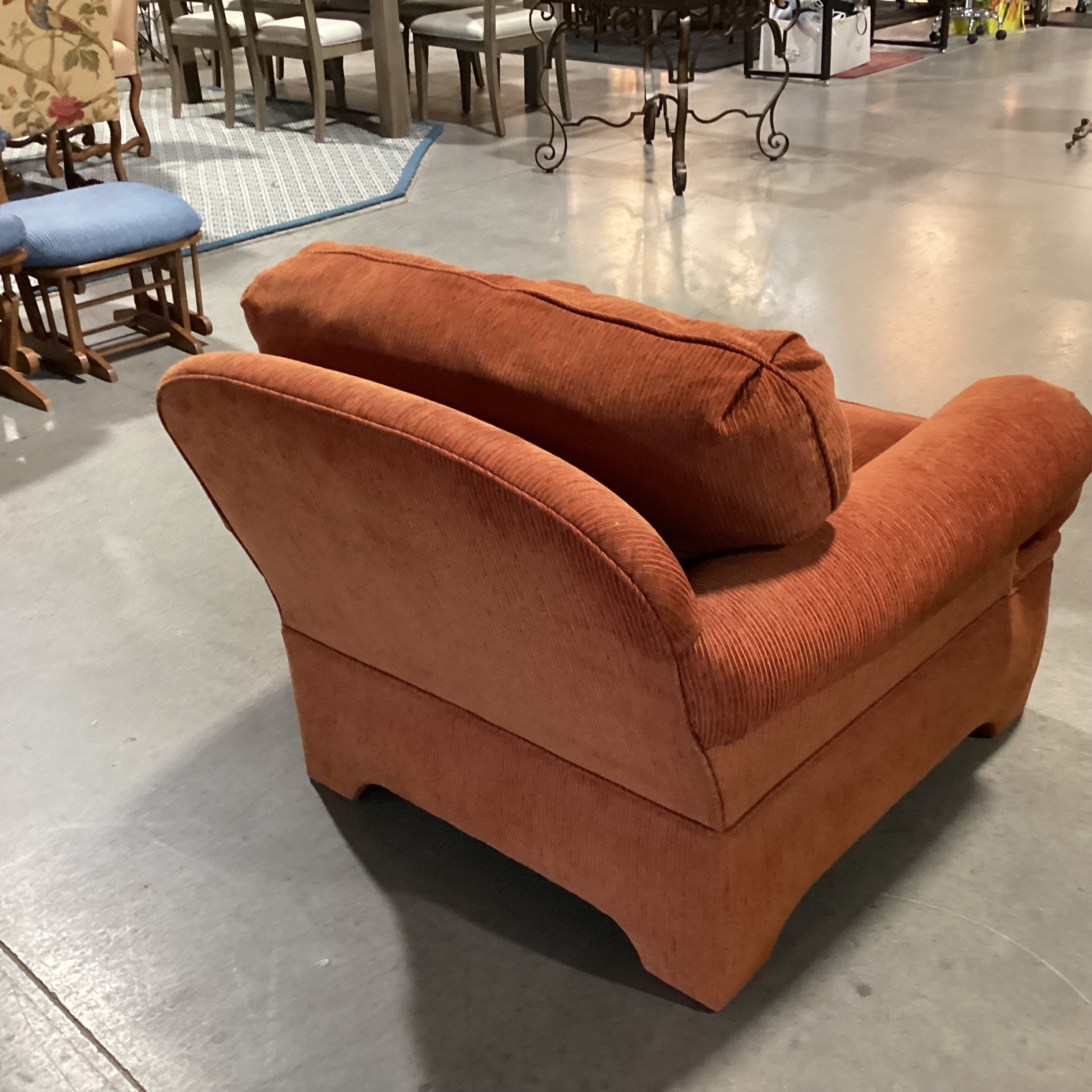 Red Orange Ribbed Textured Woven Down Mix Chair 37"x 39"x 30"