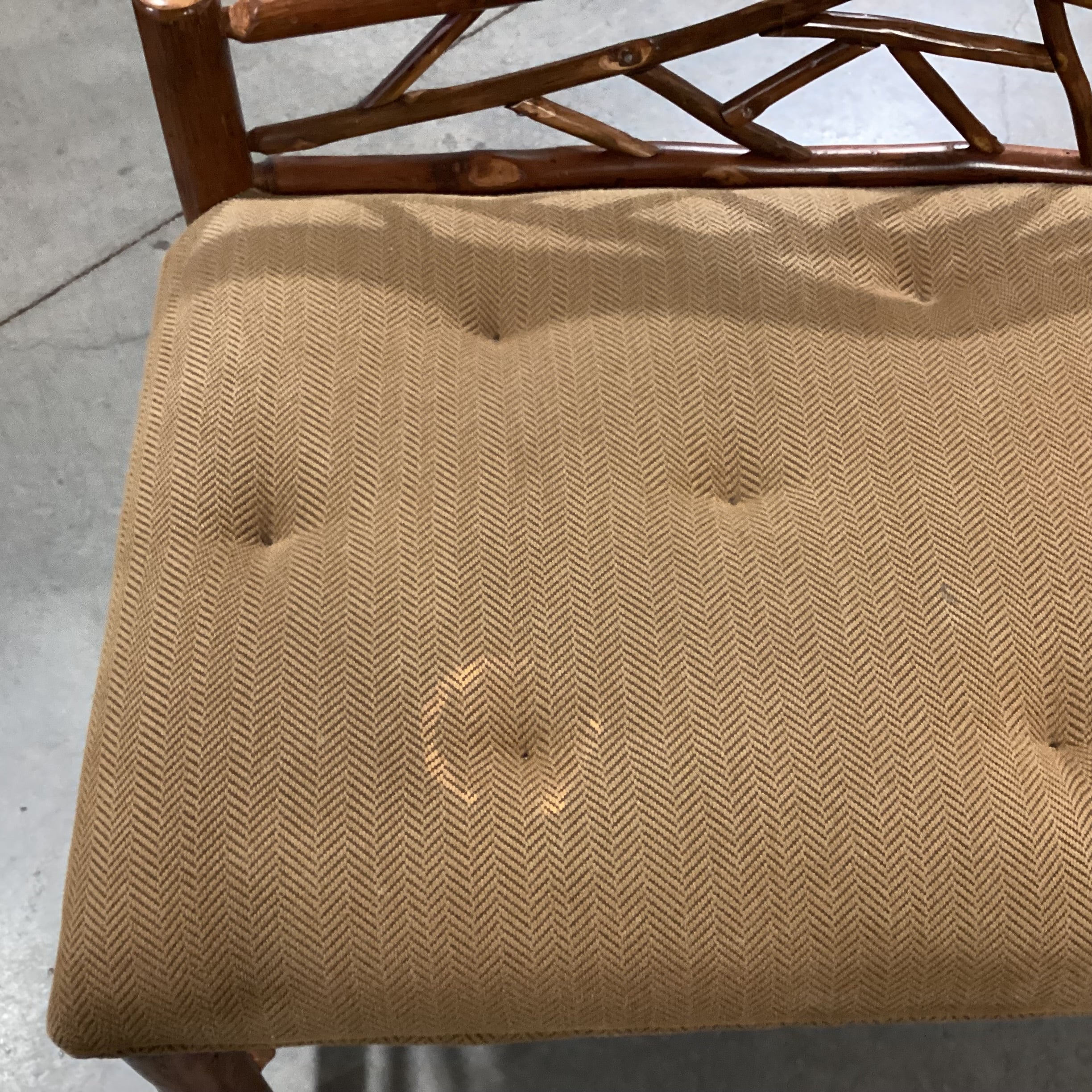 Log & Branch with Brown Upholstered Seat Bench 36"x 21"x 25"