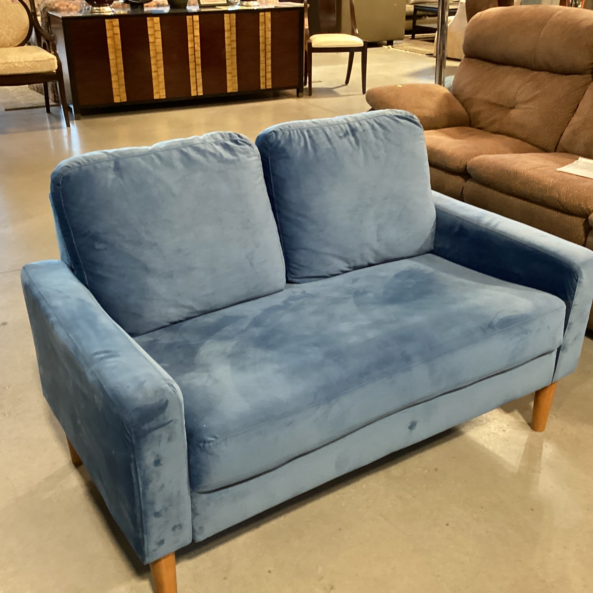 Sky Blue Plush Loveseat Sofa 52"x 30"x 30"