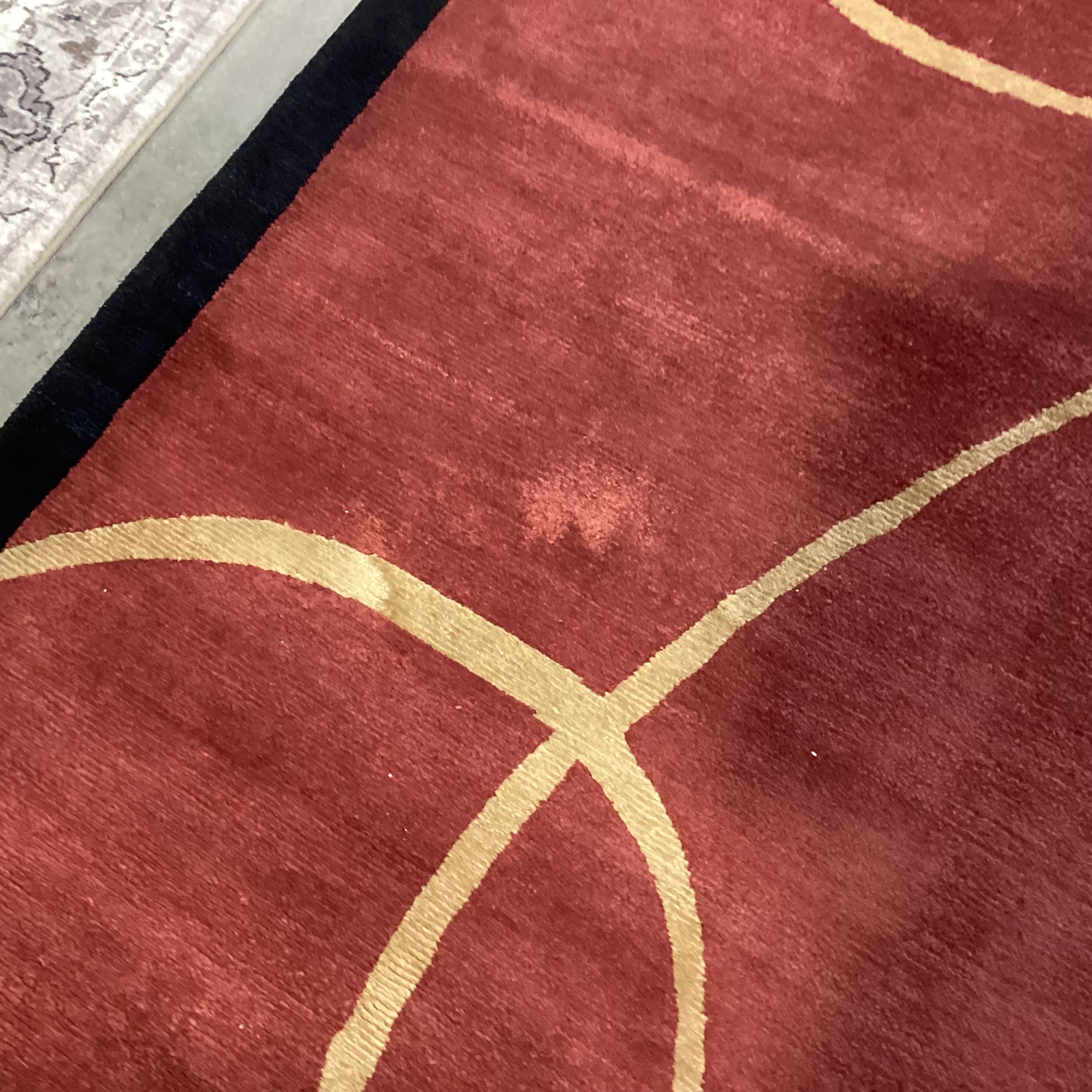 Rust Red & Gold Ribbon Hand Knotted Hand Spun Wool Custom Made in Nepal Rug 16'x 19'5"