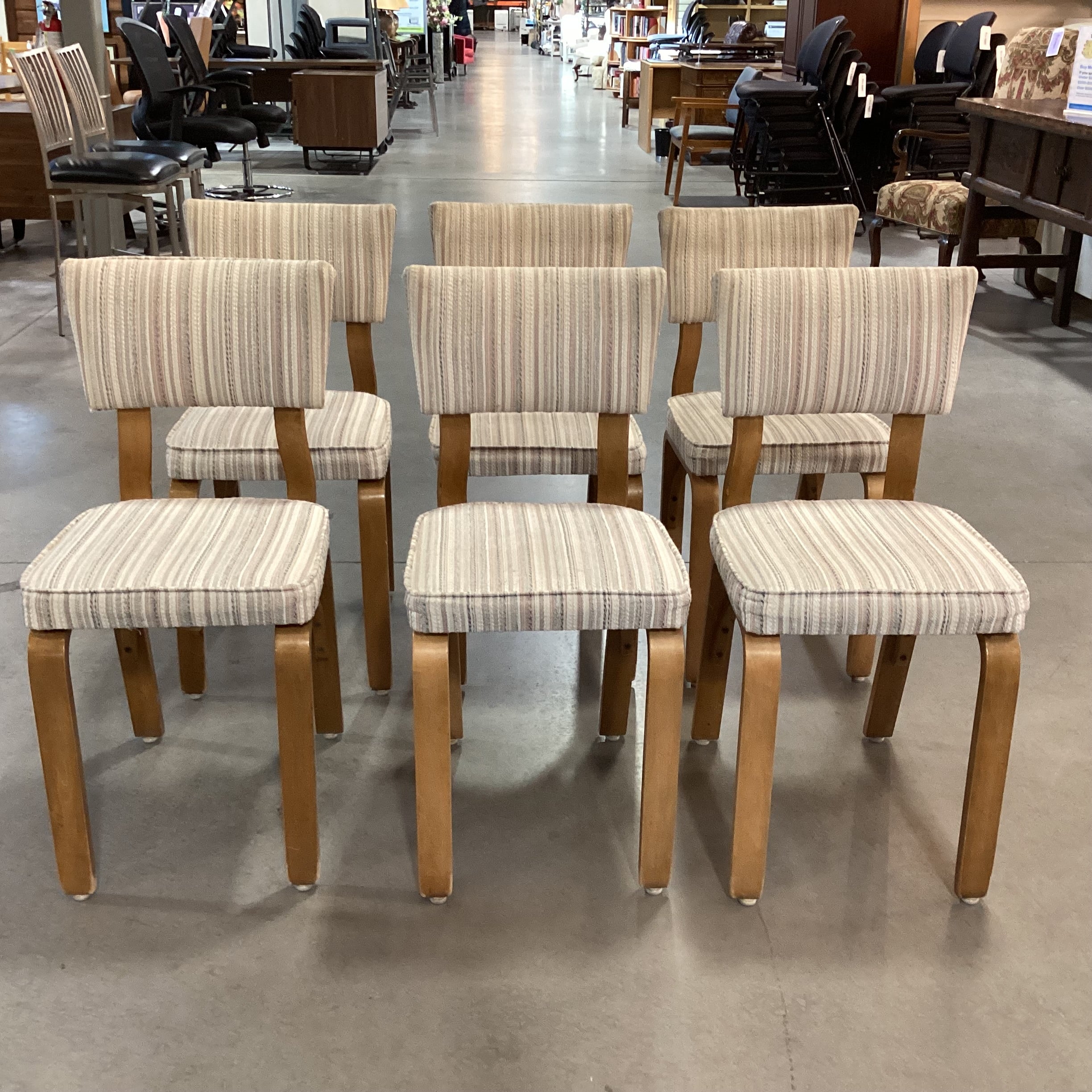 SET of 6 Thonet Mid Century Bentwood & Upholstered Dining Chairs 16"x 19"x 34"