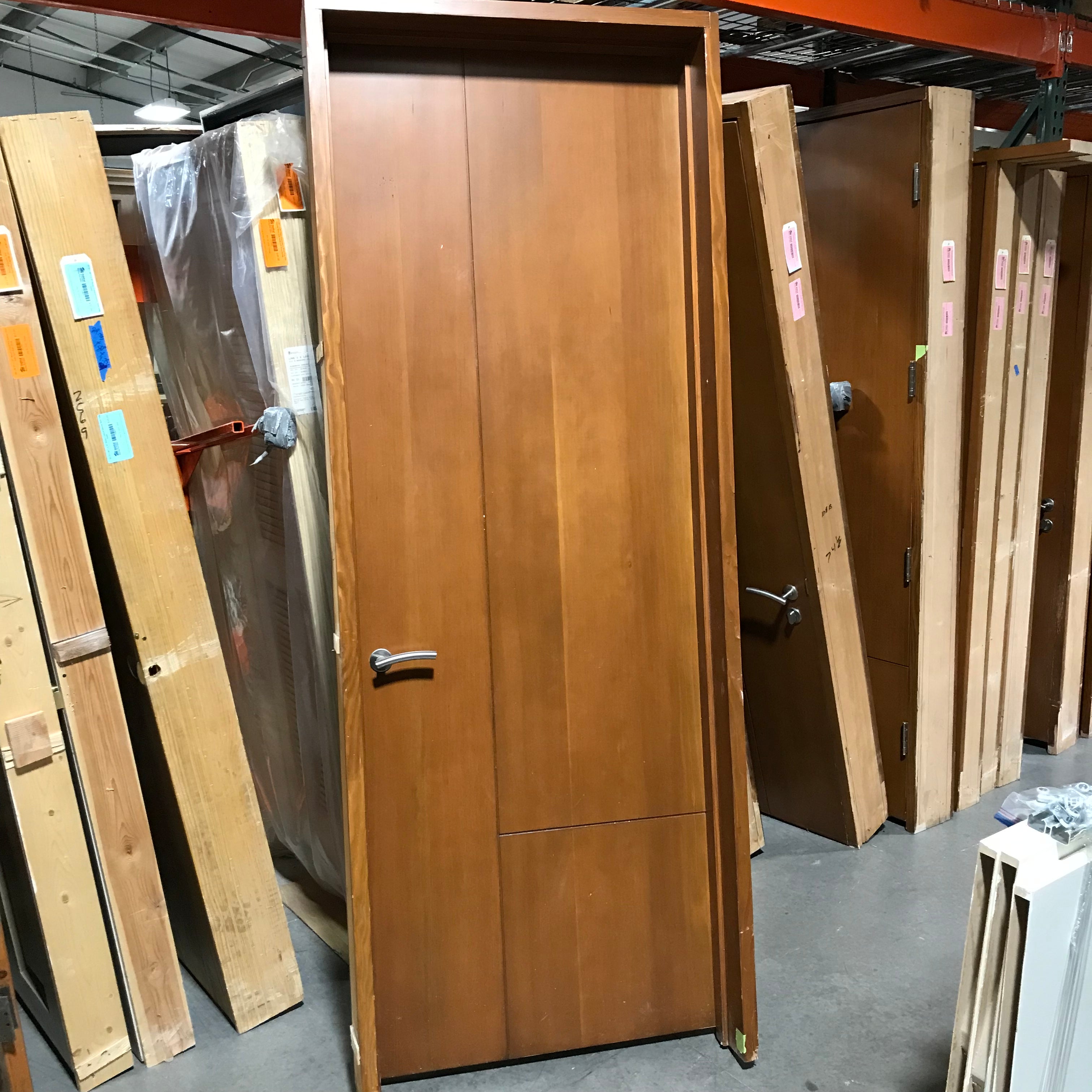 34.5"x 90.75"x 1.75" Rough Opening Brown Contemporary Interior Door with Jamb