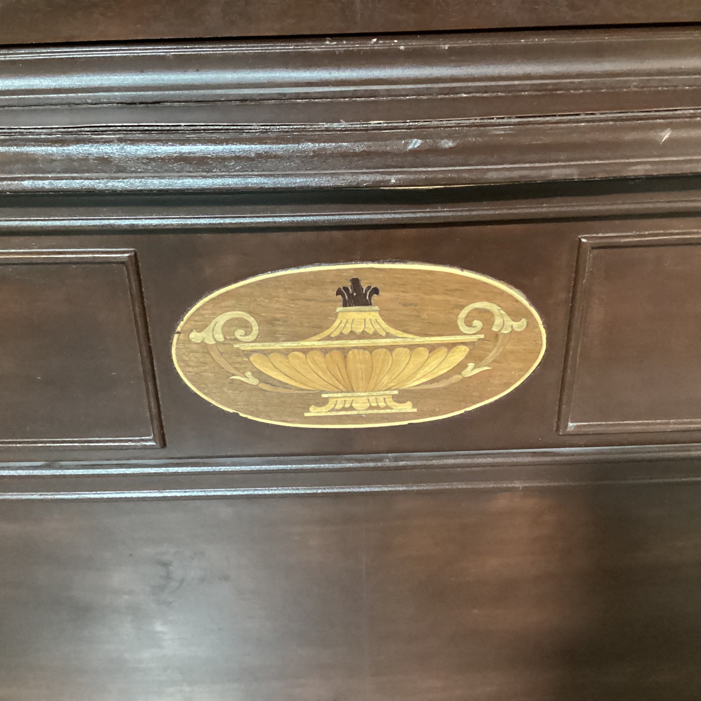Antique Finished Wood with Inlay Detail 6 Drawer Chest 36"x 20"x 54.5"