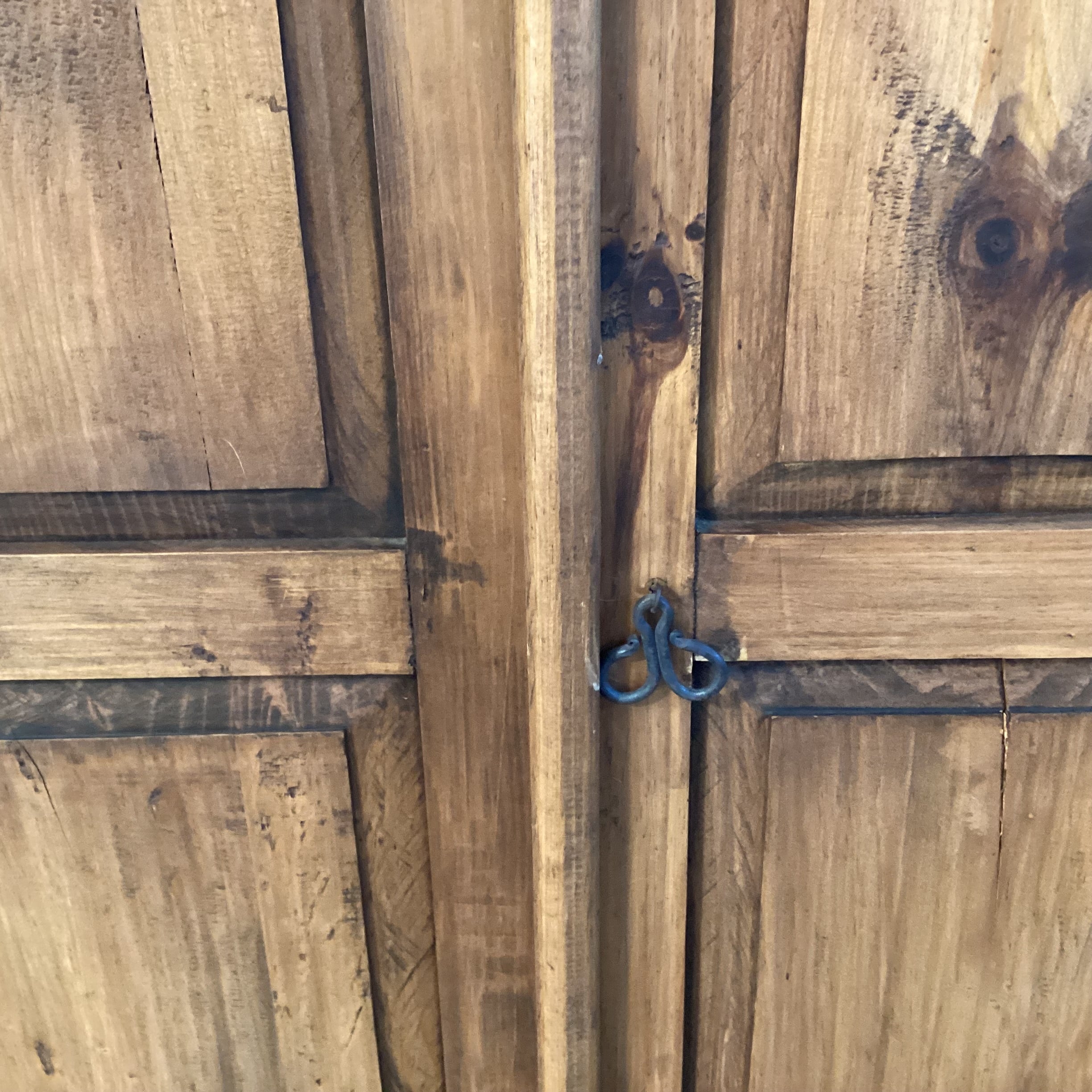 Rustic Carved Solid Pine 2 Door With Shelves & 2 Drawer Armoire 47"x 23"x 78"