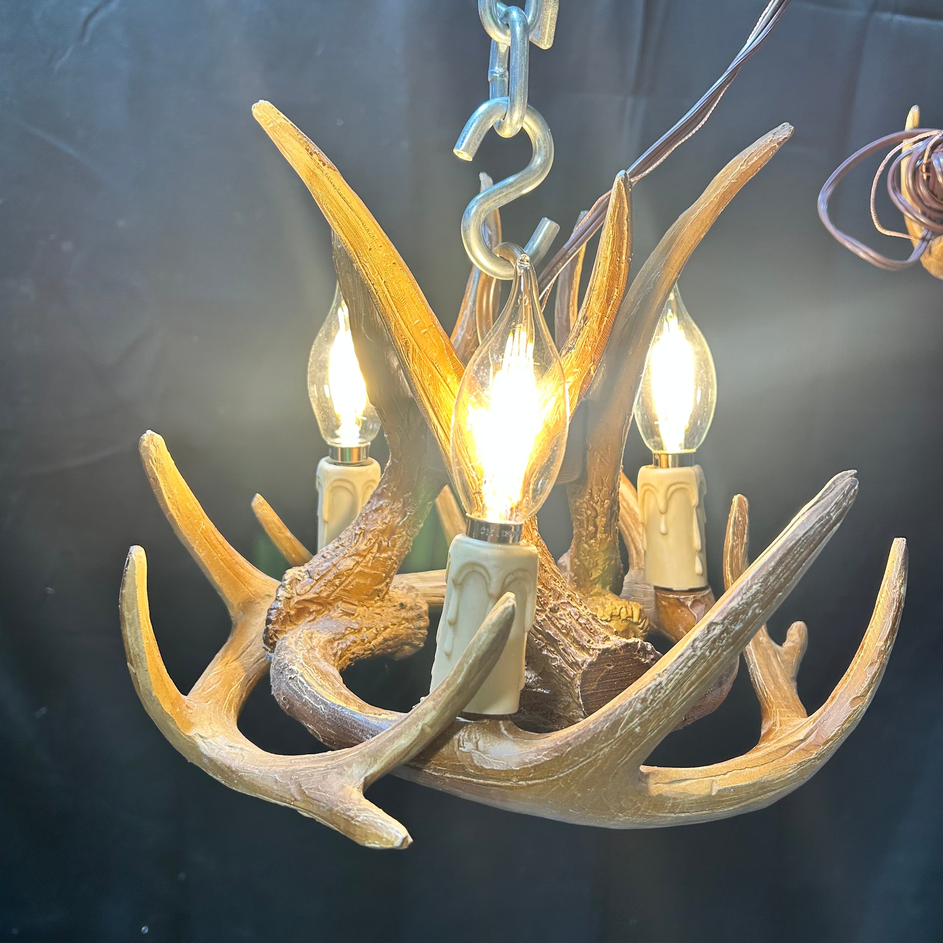 3 Light Resin Antler Chandelier 12"x 9"