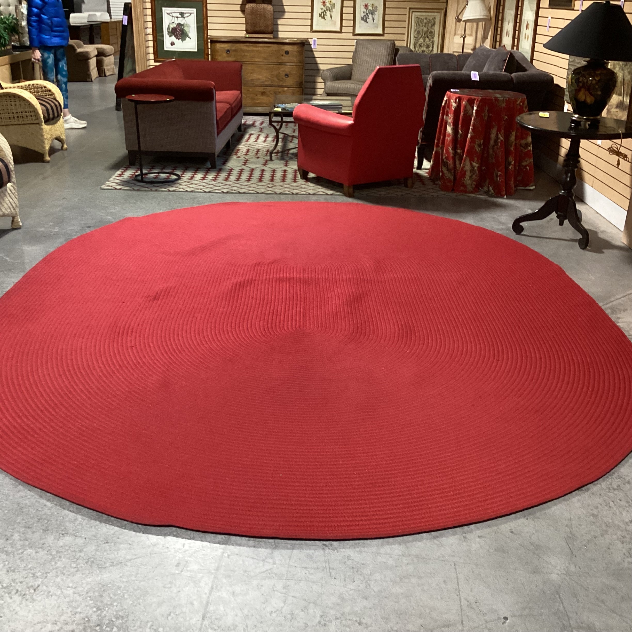 Oval Red Braided Woven Rug 10'x 13'