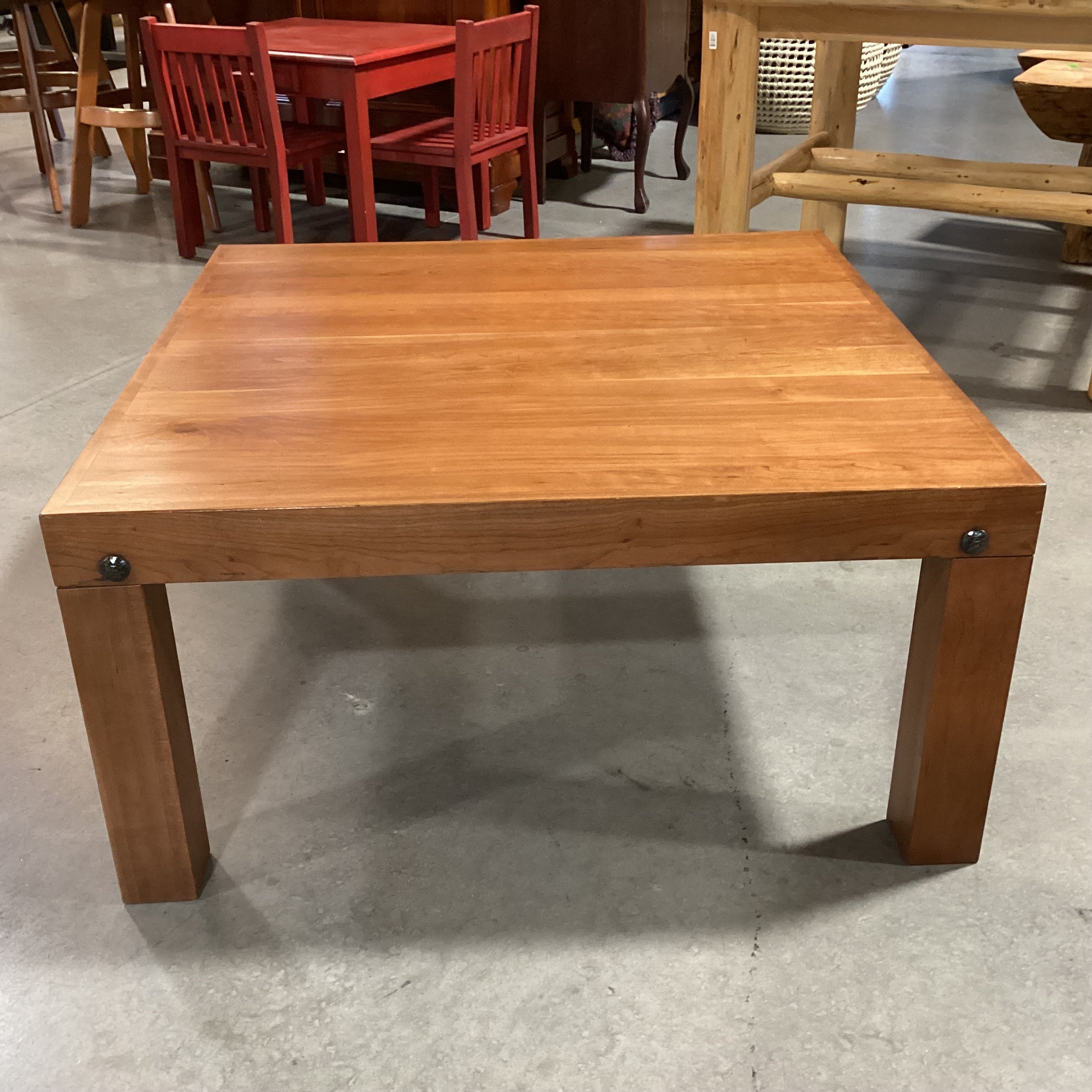 Custom Solid Finished Wood With Large Nailhead Detail Coffee Table 37"x 37"x 18"