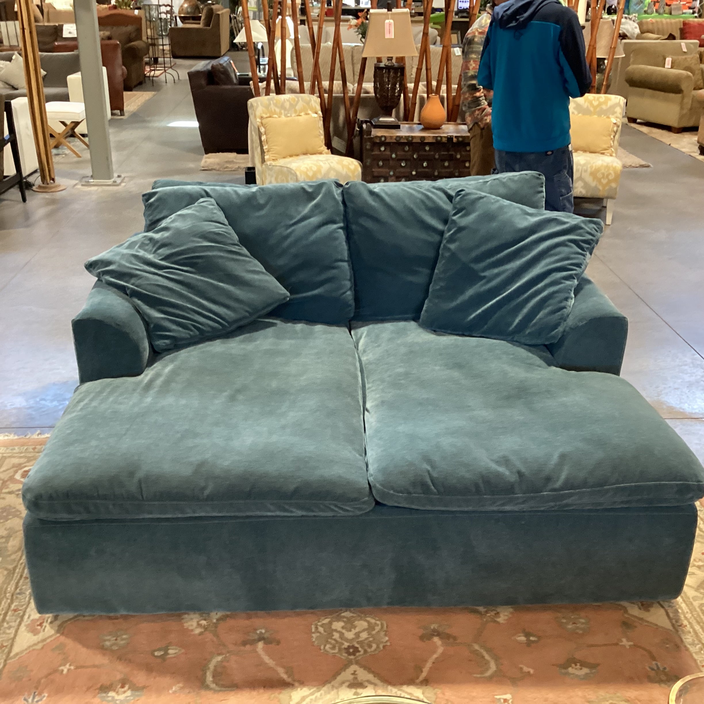 Joybird Furniture Teal 2 Piece Bryant Daybed Double Chaise Sectional 73"x 68"x 27"