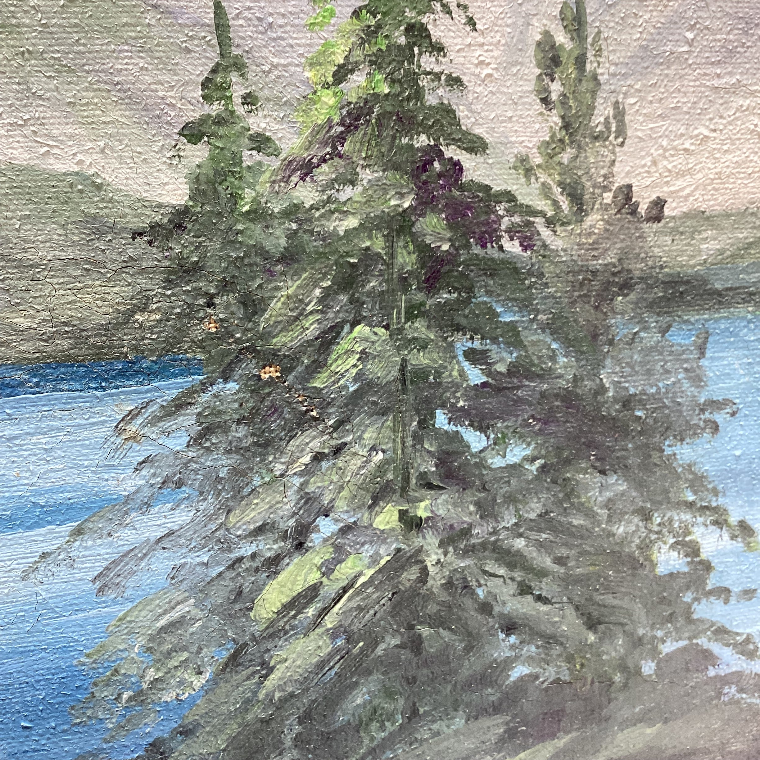 H. Metz Signed Original Mountainscape Painting 30" x 26"