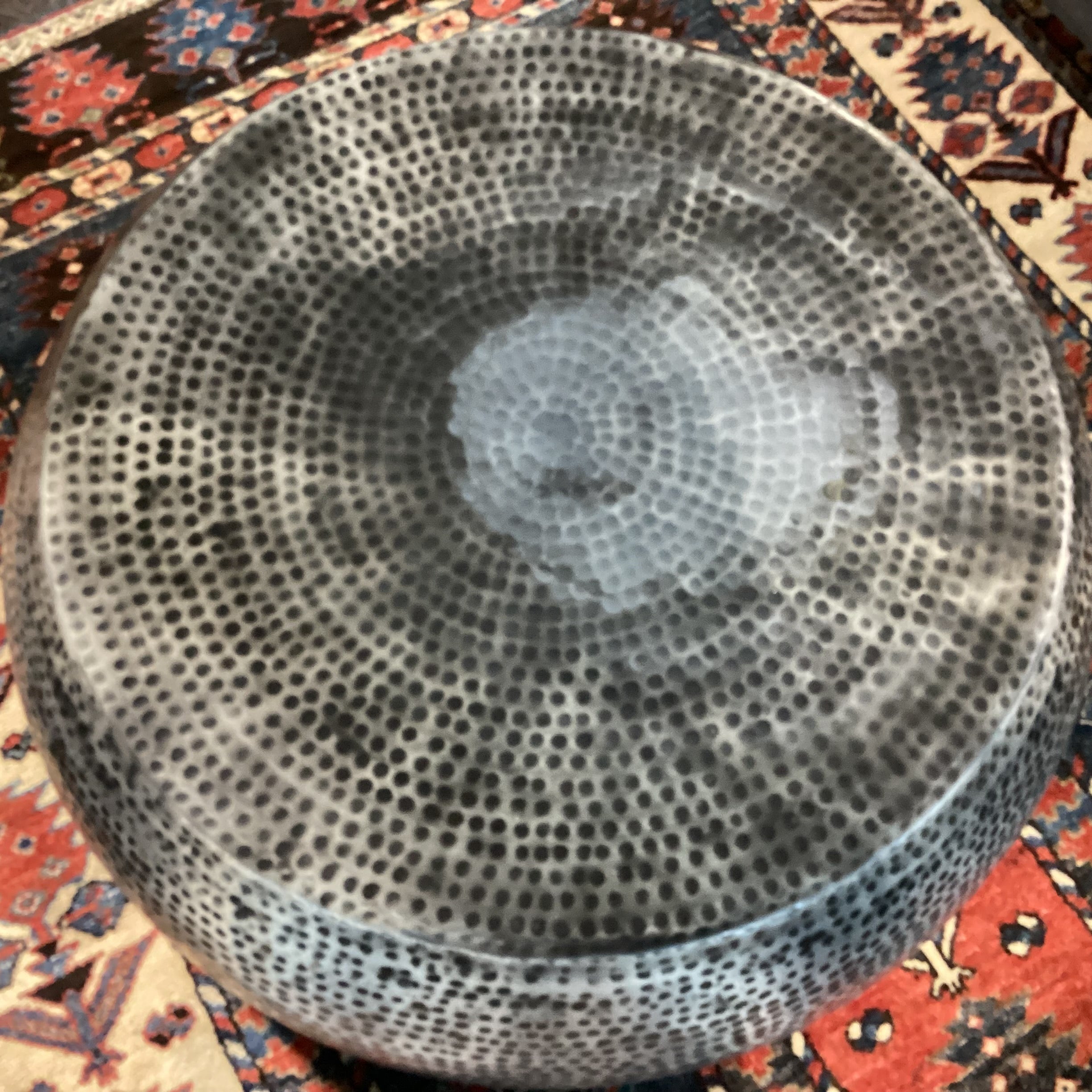 Moe's Home Collection Hammered Aluminum Brushed Black Detail Coffee Table 30" Diameter x 13"