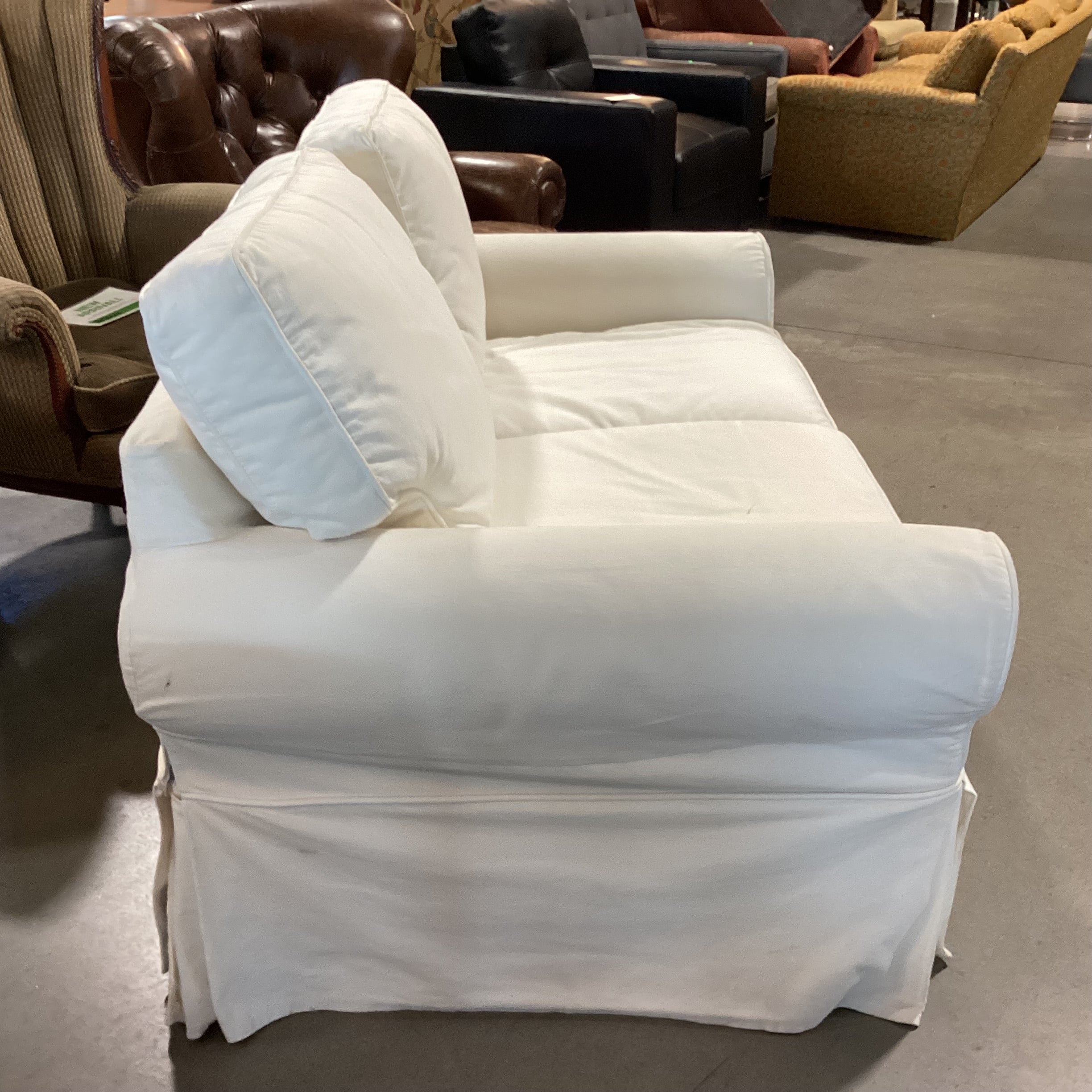 Pottery Barn Cream Slipcover Loveseat Sofa 61"x 36"x 37"