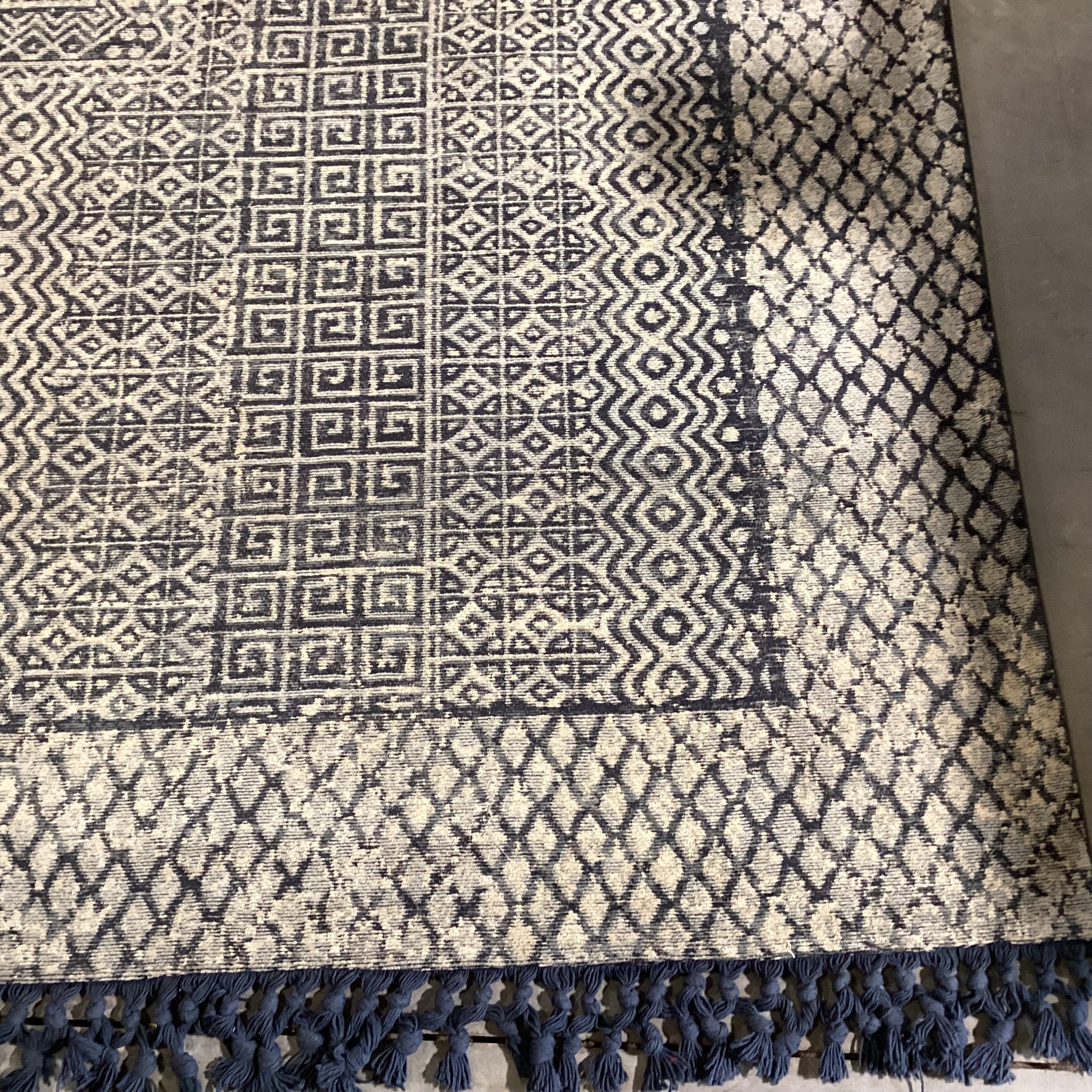 West Elm Indra Flatweave Indigo & Cream Viscose & Cotton Rug 9'x 12'