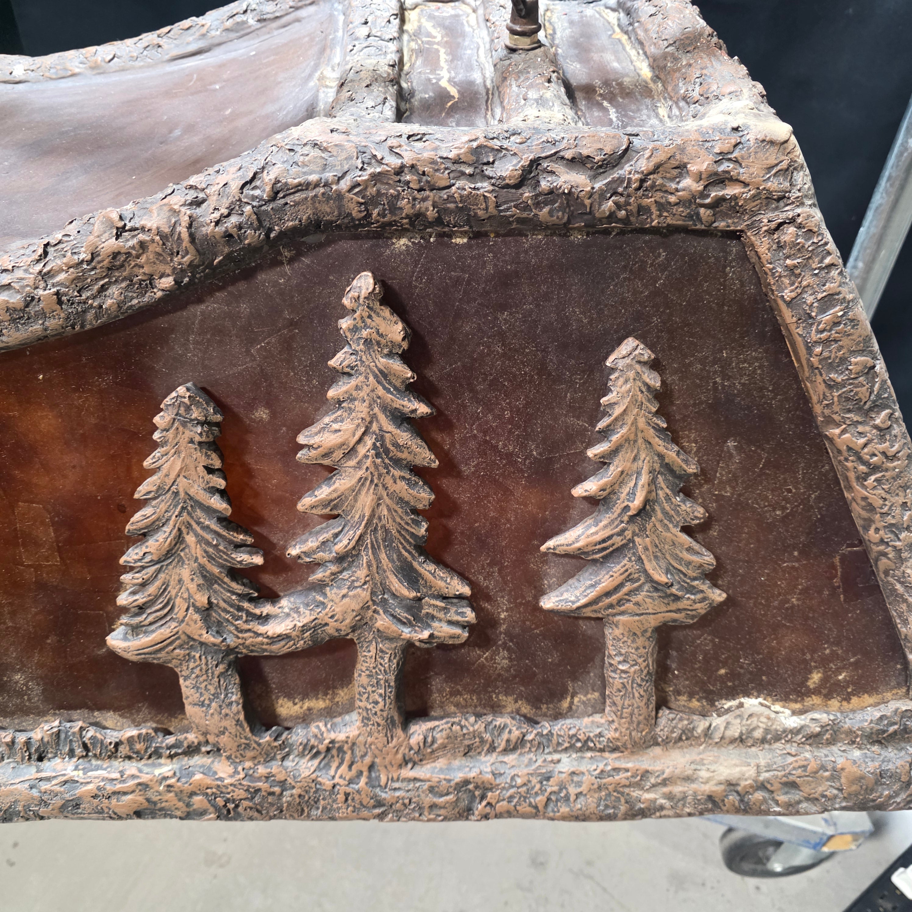 Vintage Pine Tree Formica Pool Table / Kitchen Island Light With Pine Tree Branches Hanging Structure 57"x27"x49"