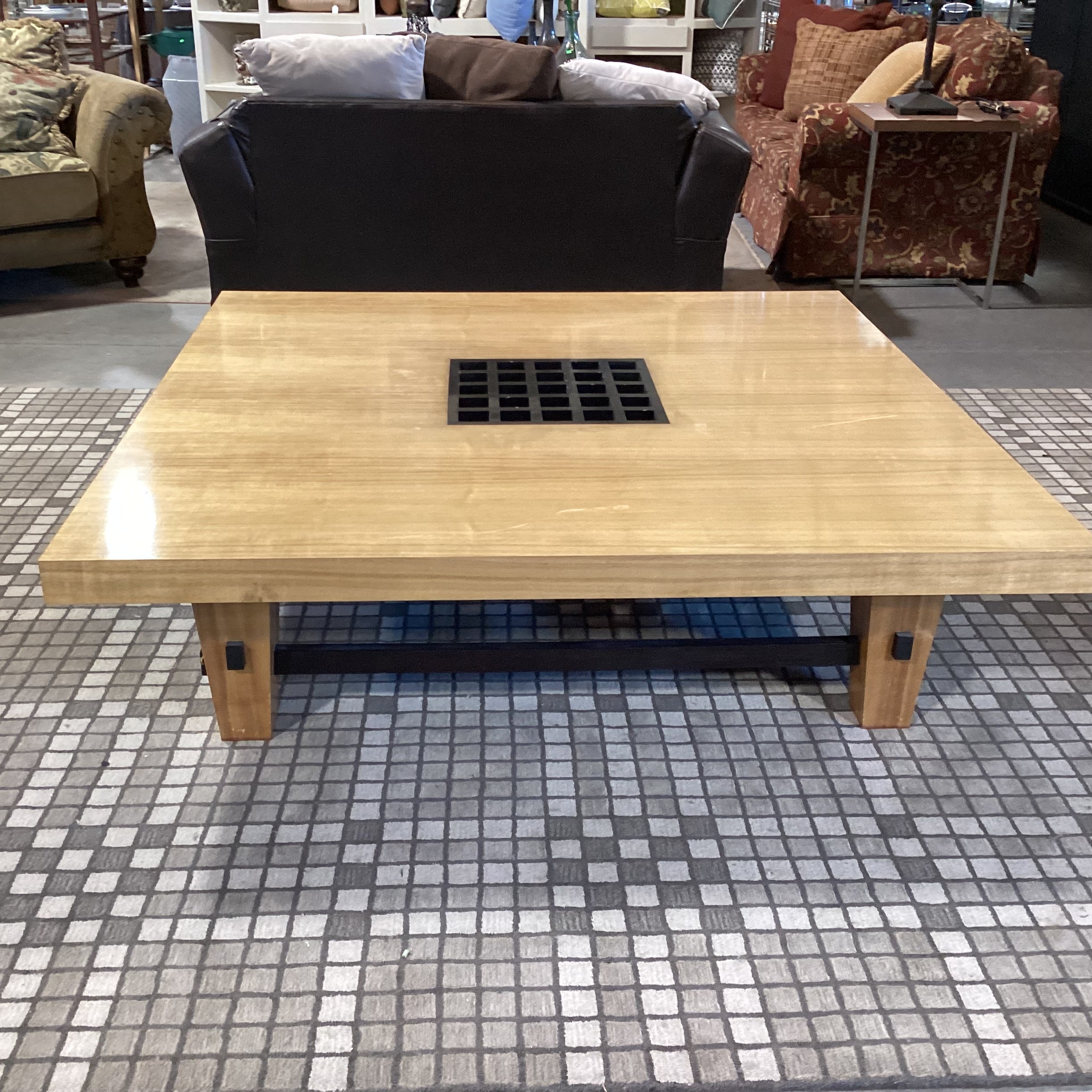Berman Rosetti 2 Tone Finished Wood with Grid Center Zen Coffee Table 60"x 60"x 16"