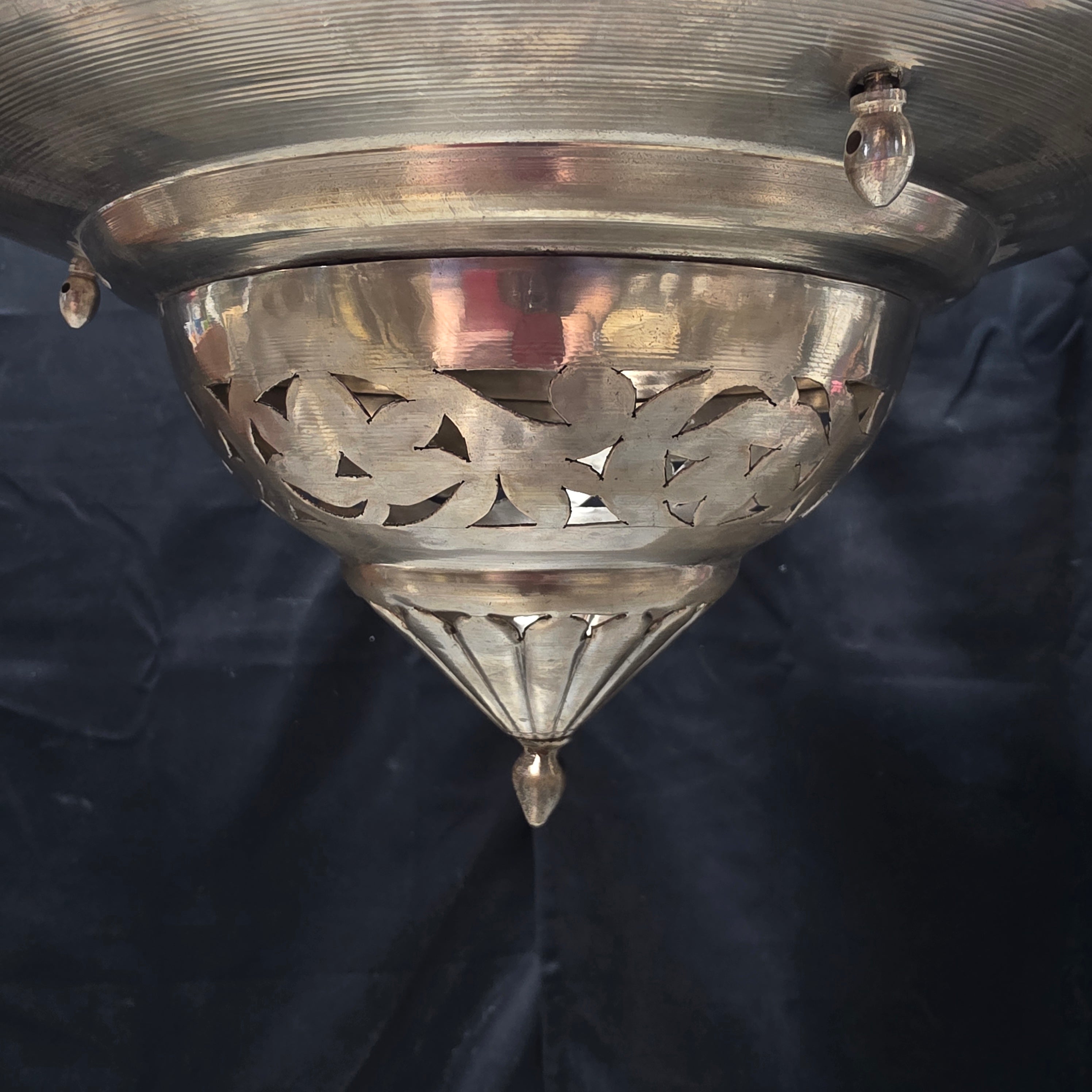 Brushed Metal Moroccan Style Hanging Pendant Light 13"Dx30"