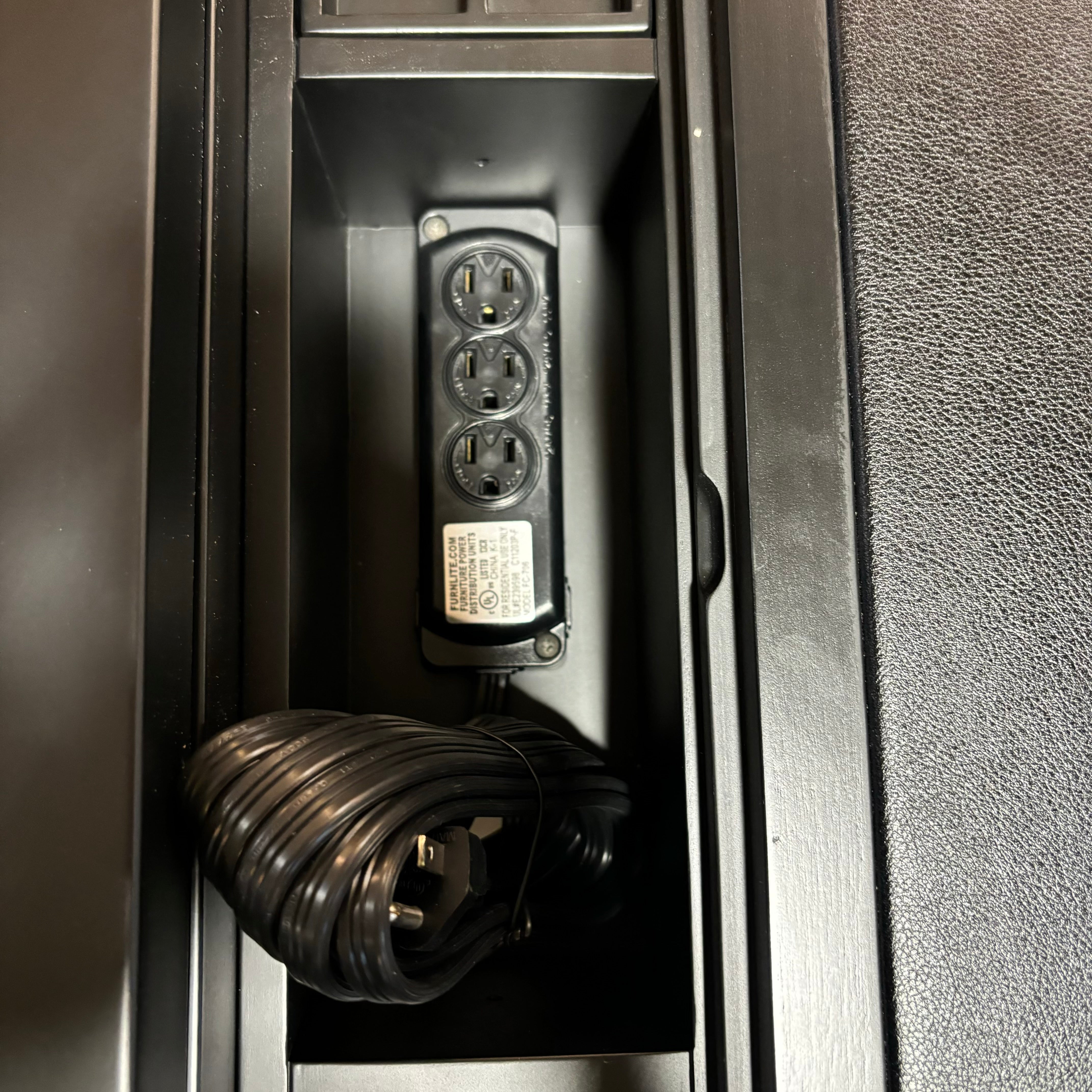 Arhaus Usine Black Finish Wood with Leather Top 6 Soft Close Drawers & Center Pullout Executive Desk 72"x 34"x 30"