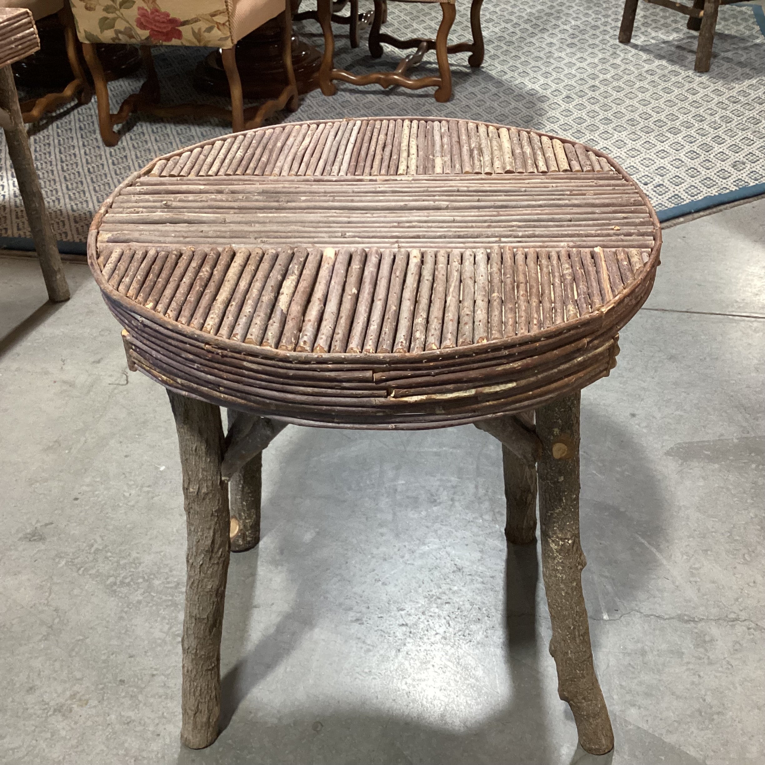 Round Log & Branch Rustic Accent Table  24.5" Diameter x 26.5"