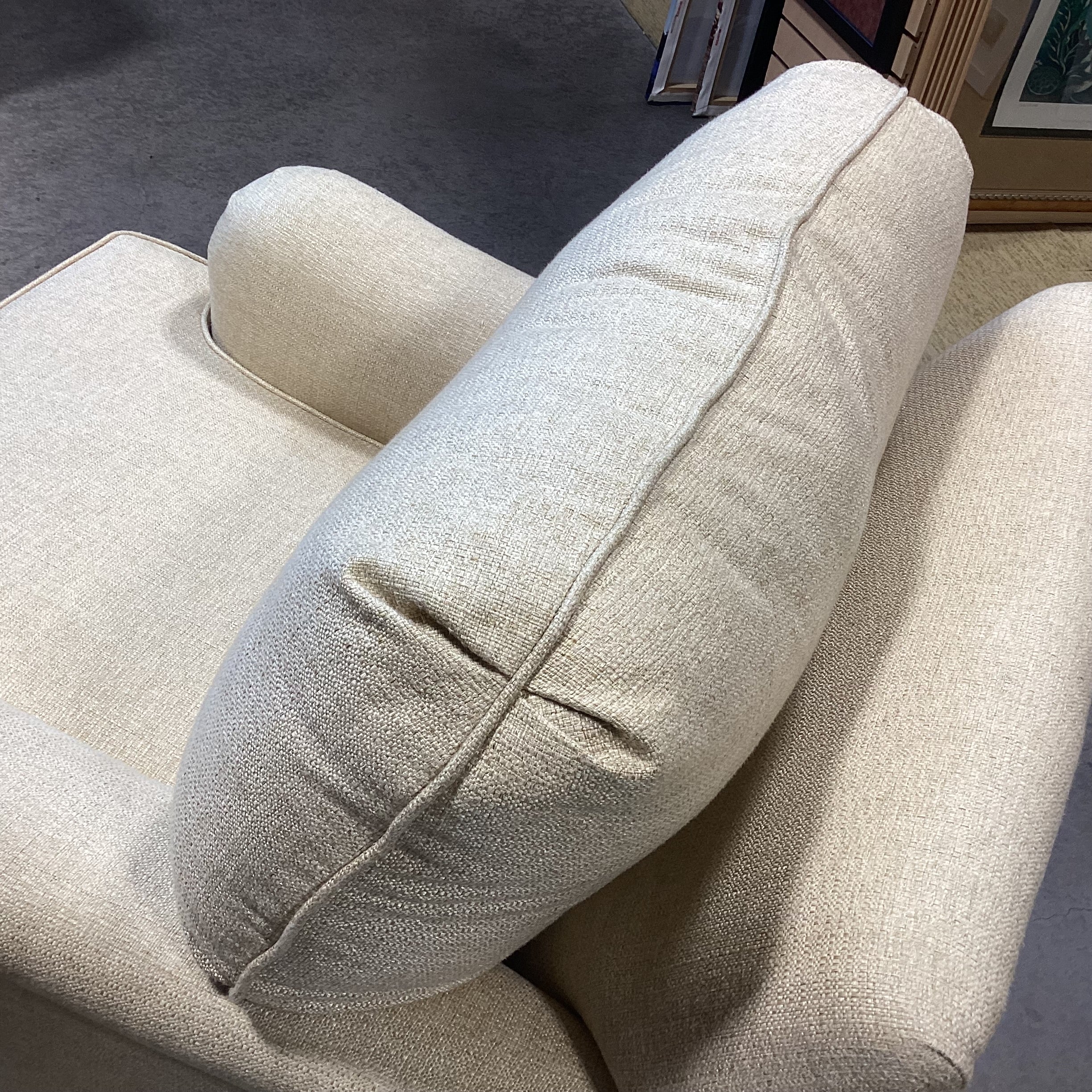 Custom Golden Cream Woven Chair 35"x 41"x 31"
