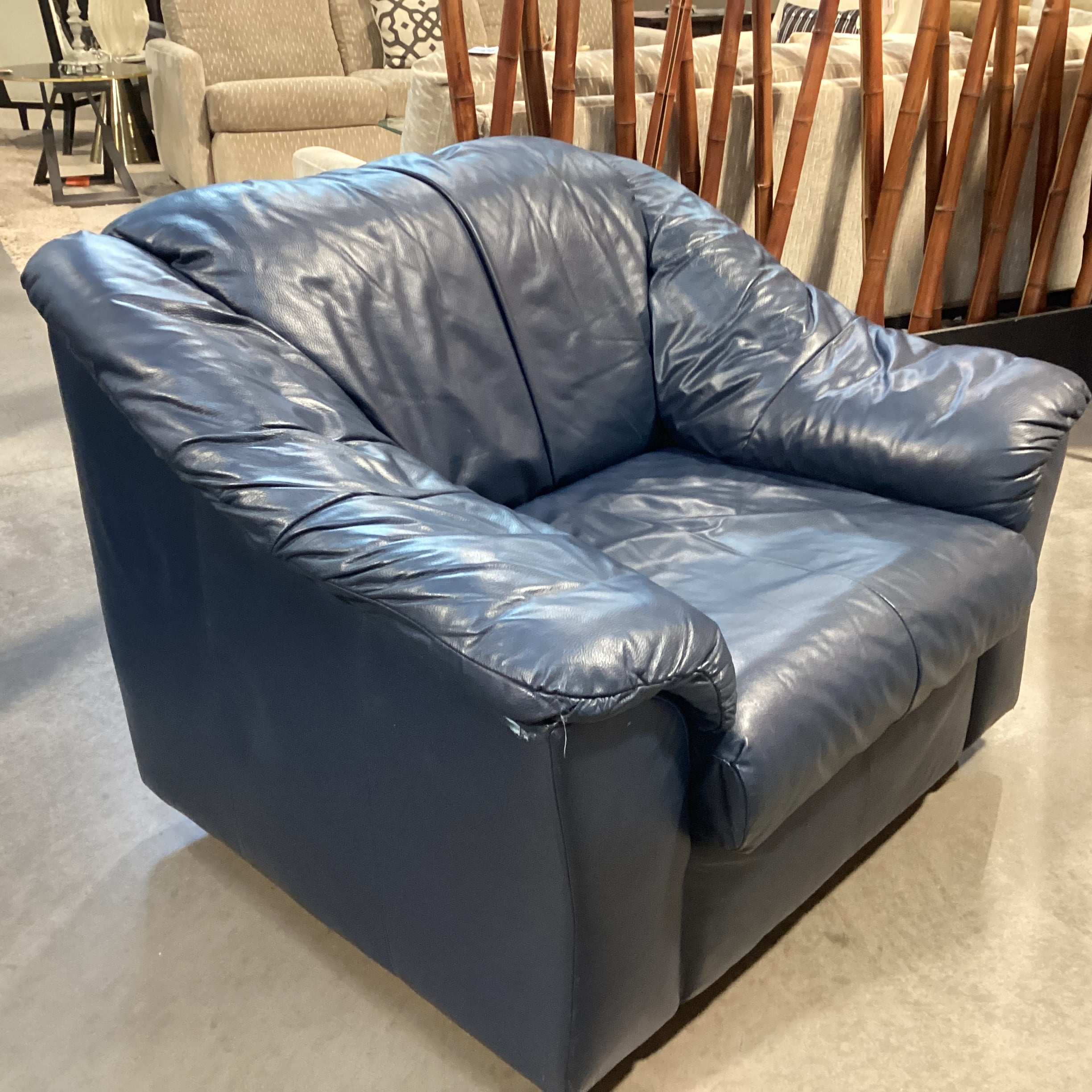Flexsteel Navy Leather Chair 42"x 37"x 33"