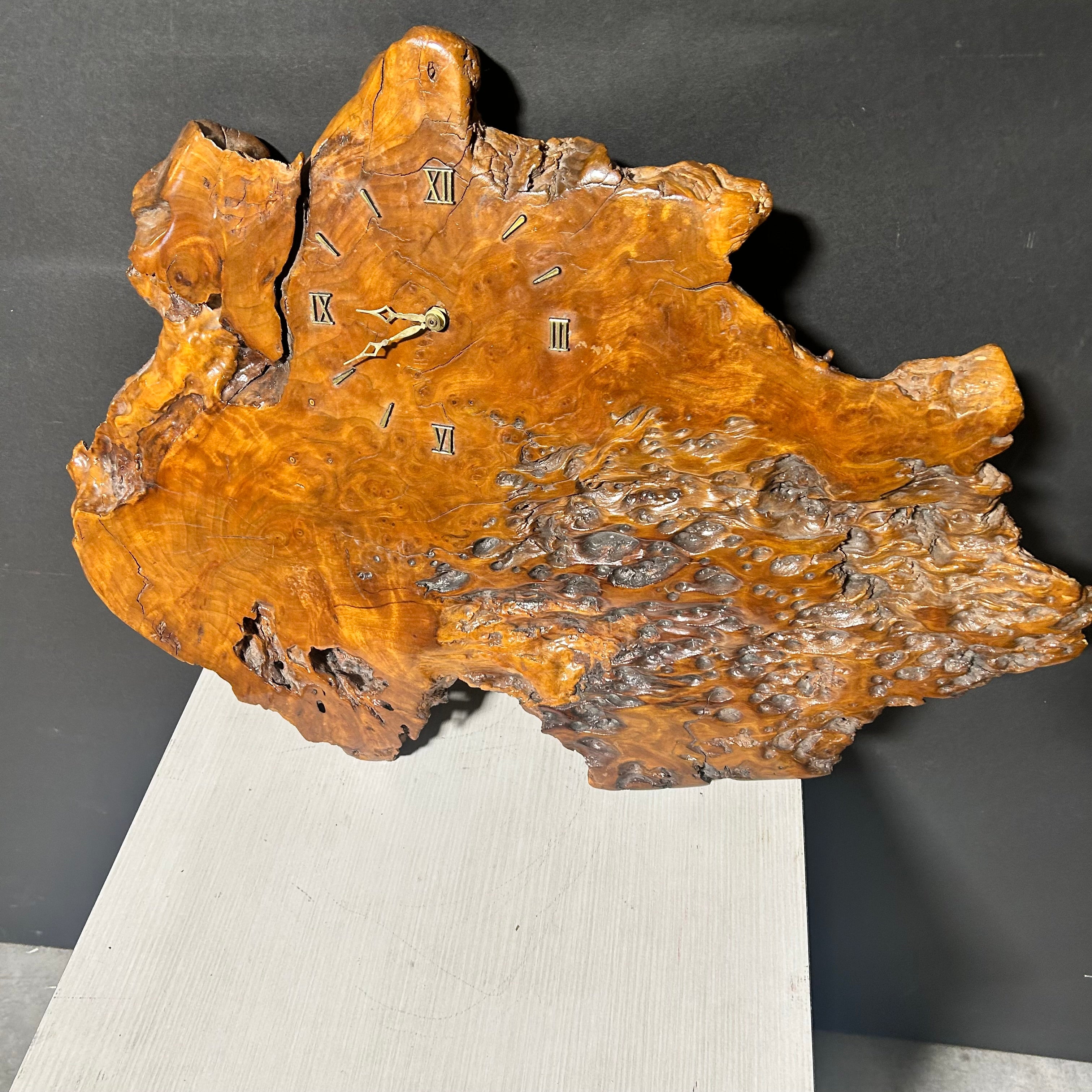 Vintage Maple Burl Wood Clock 30"x 21"