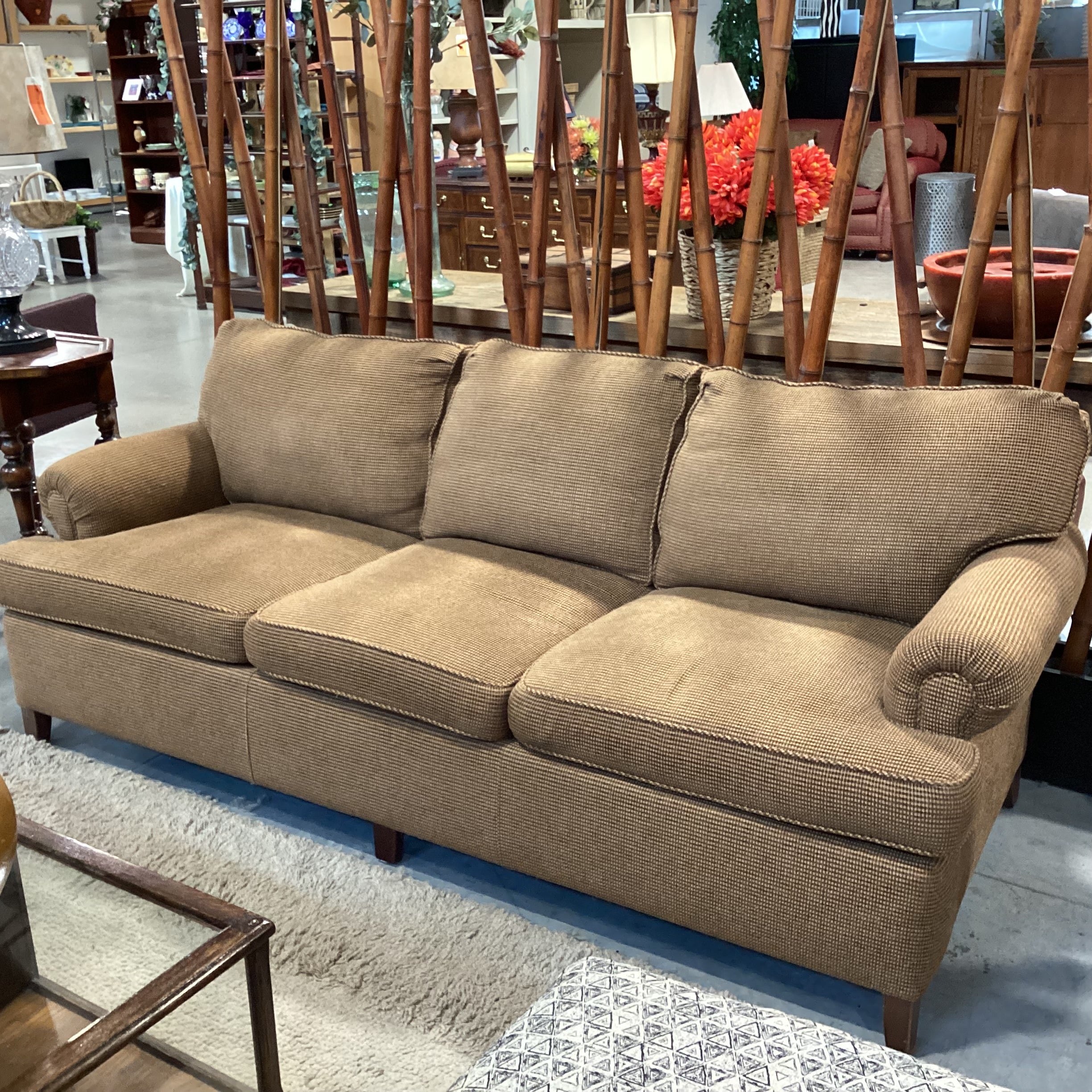 Brown & Tan Wool Blend Woven Sofa 84"x 35"x 32"