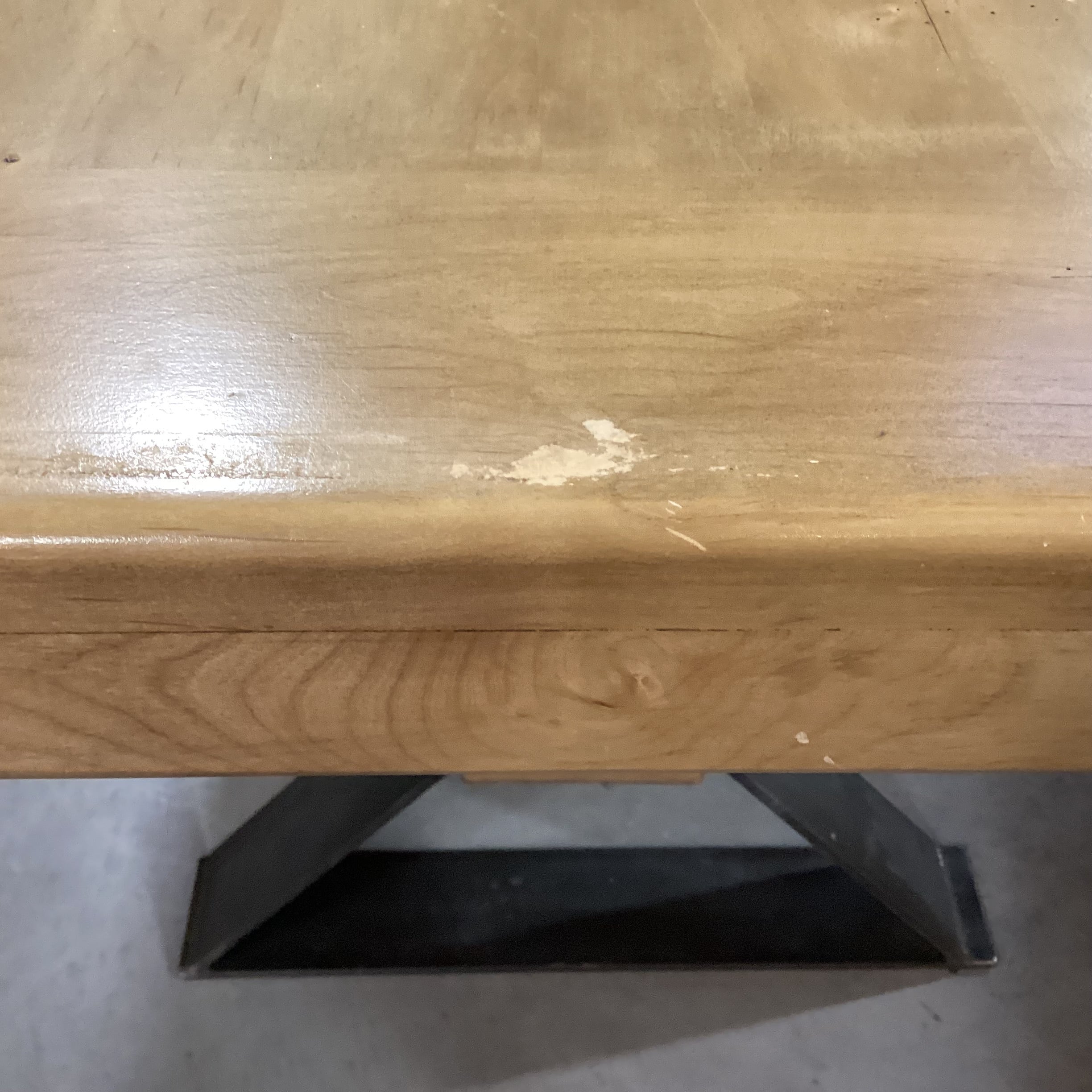 Mountain Modern Light Distressed Finish Wood & Steel with Beam Trestle Dining Table 84"x 42"x 31"