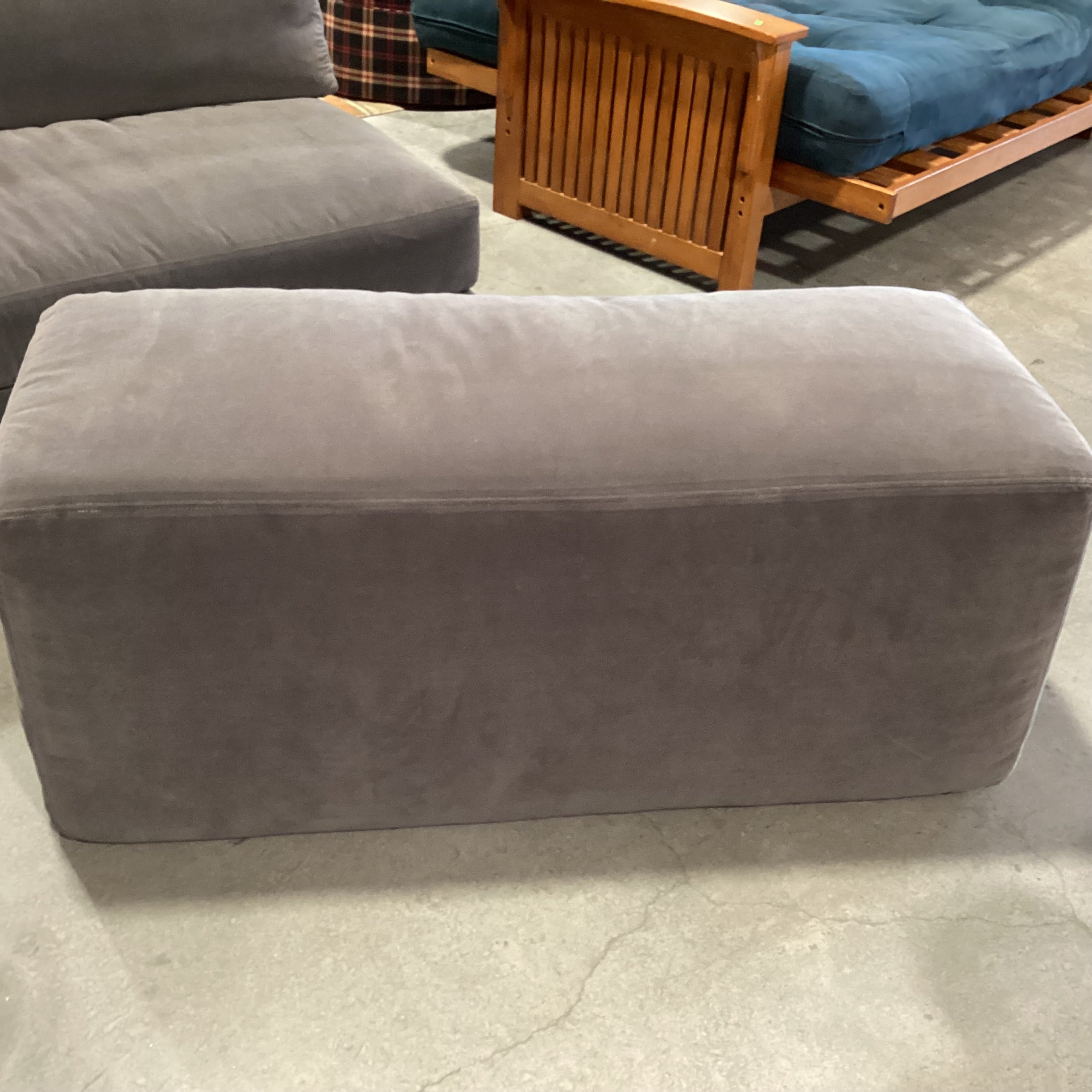 Verellen Grey Velvet & Down Mix Modern Bench Ottoman 50"x 19"x 23"