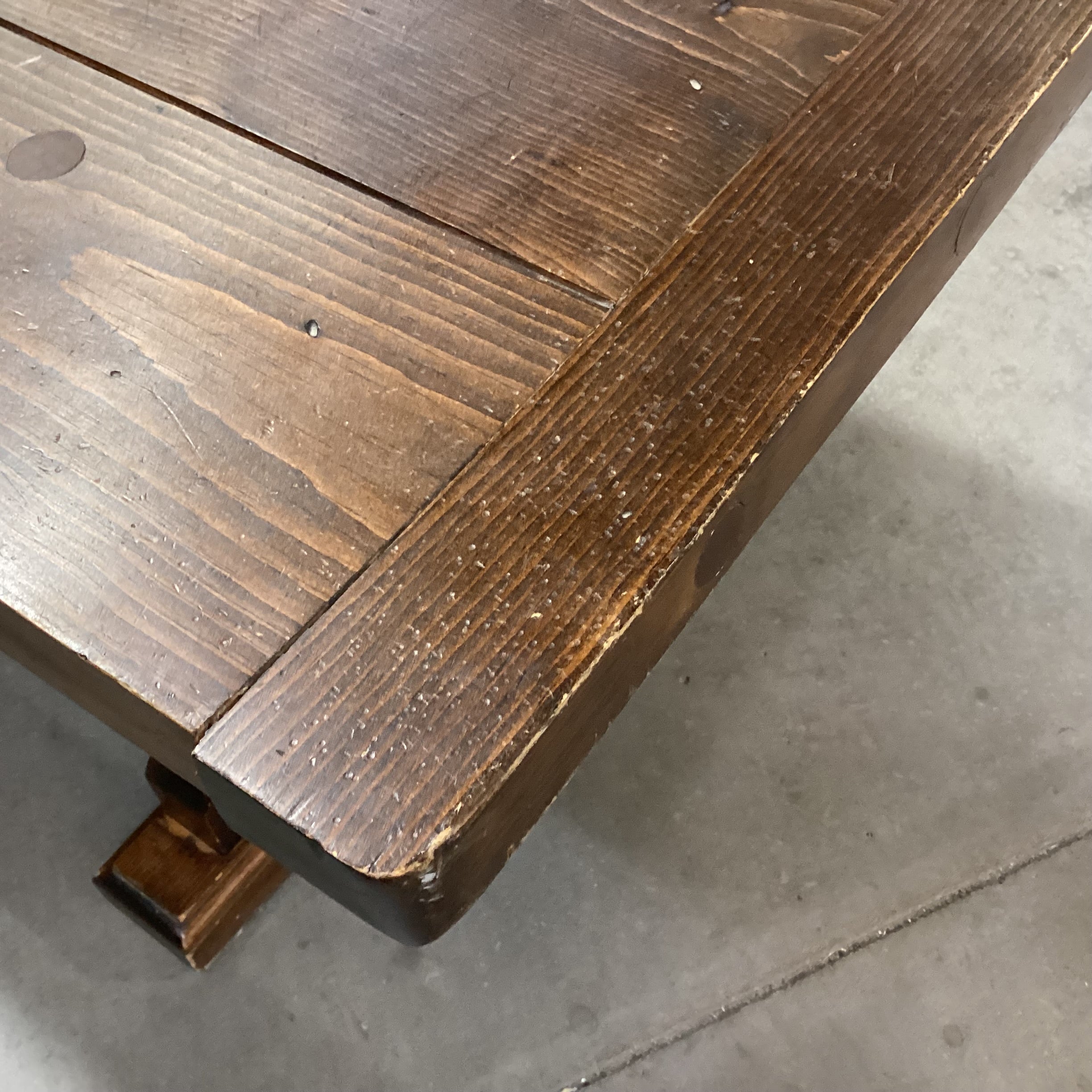 Plank & Carved Wood with Trestle Coffee Table 52.5"x 23"x 17.5