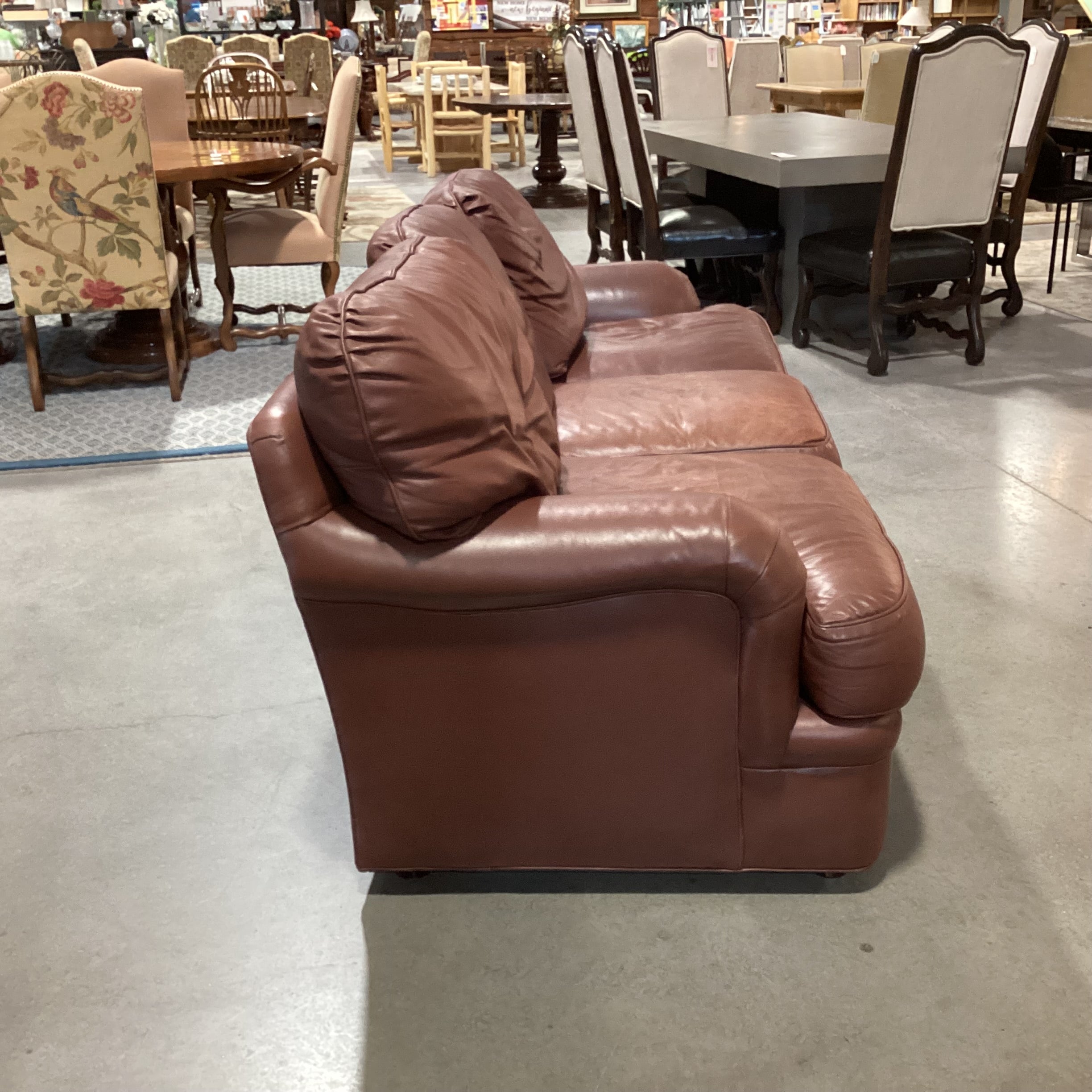 Hancock & Moore Brown Leather Down Mix Sofa 89"x 39"x 35"