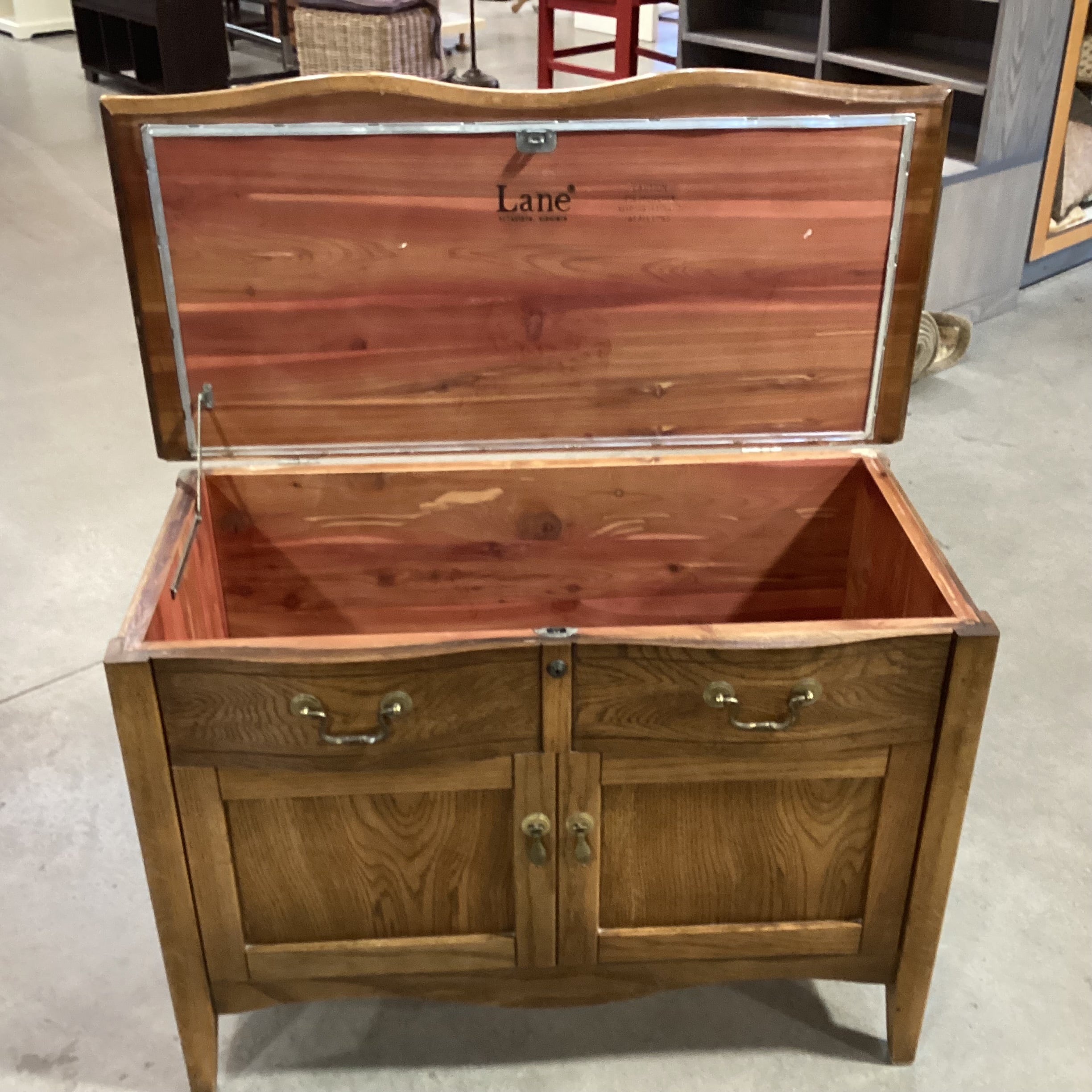 Vintage Lane Cedar Lined Faux Front Chest Trunk 37.5"x 18"x 27"