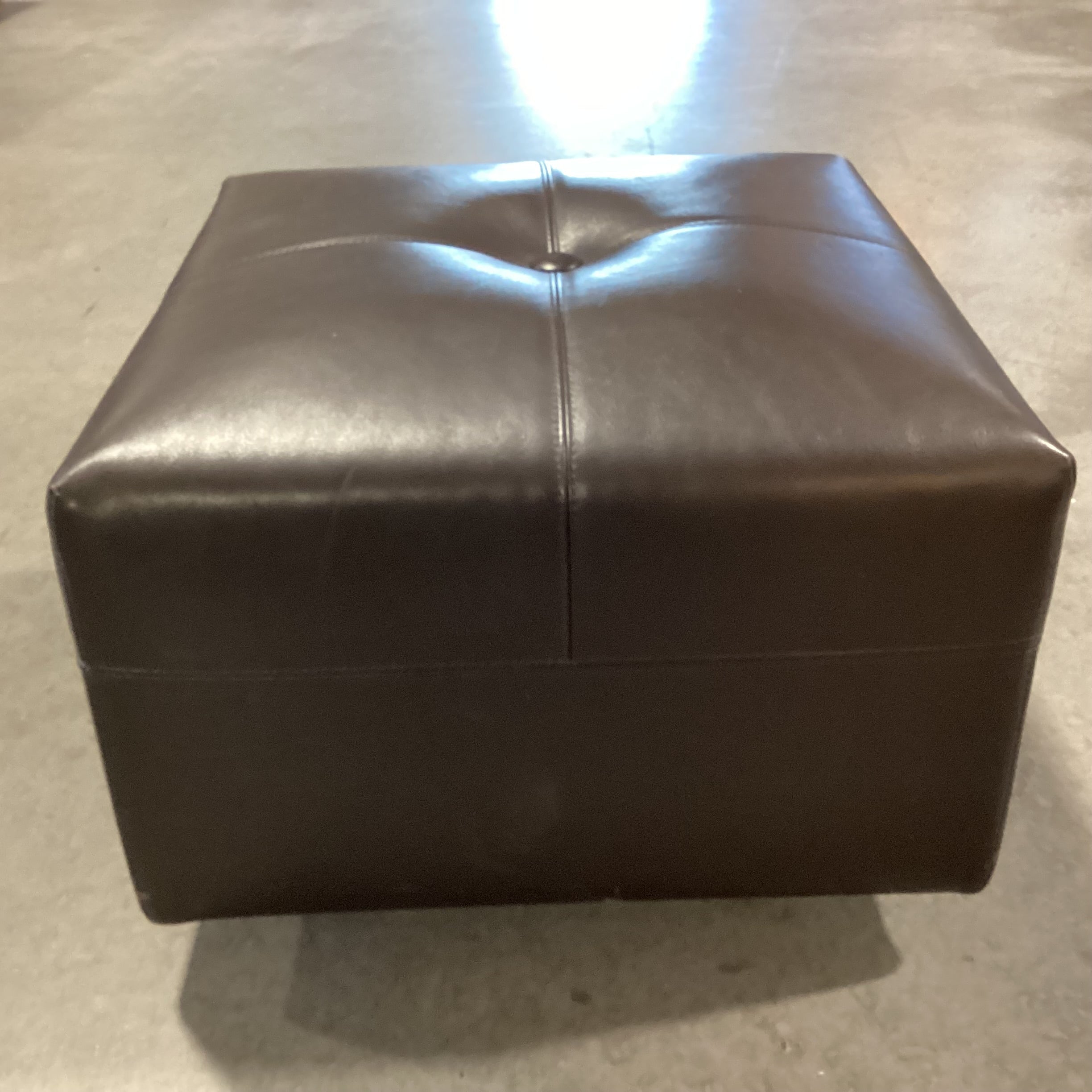Minotti Leather on Casters Ottoman 21"x 21"x 15"
