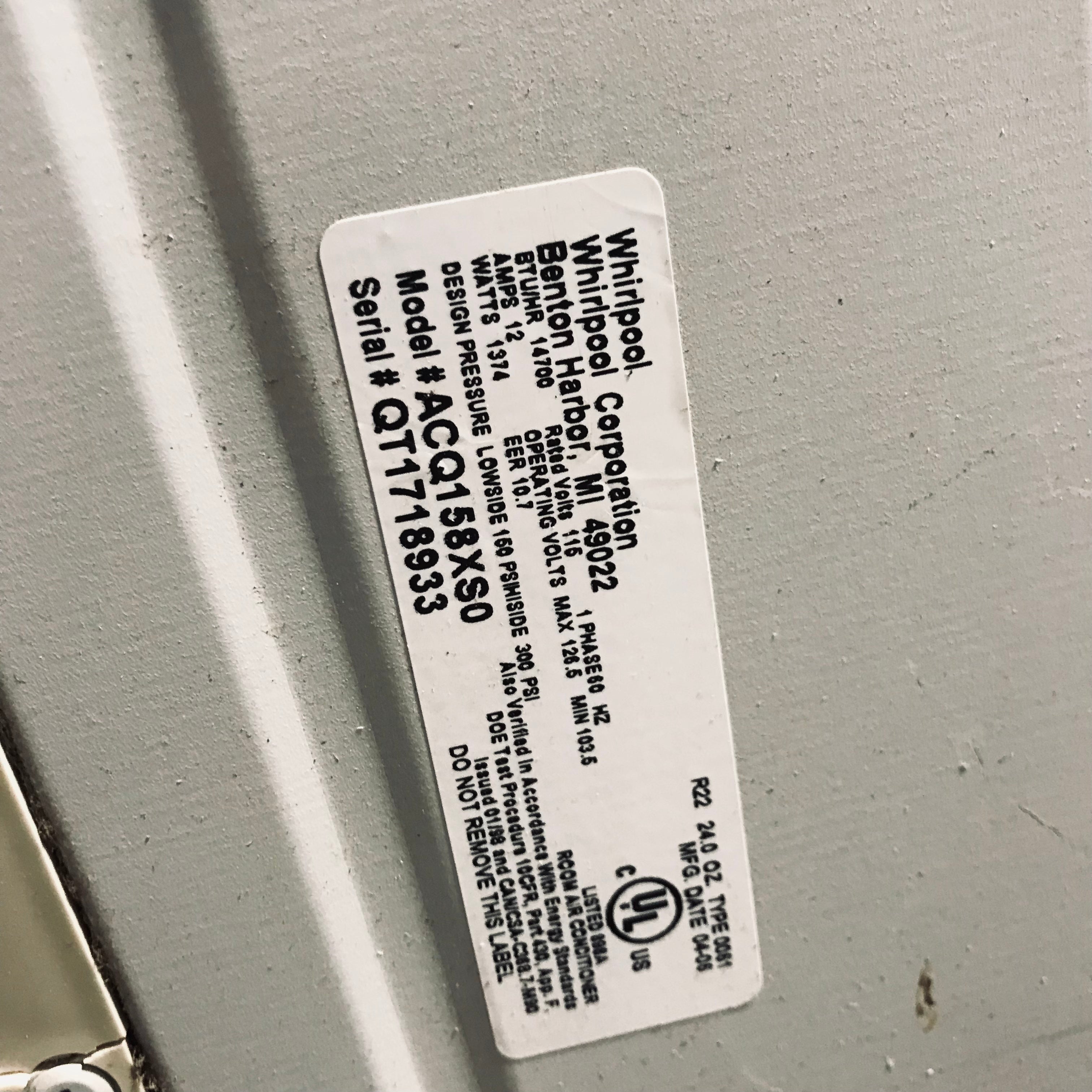 25.5"x 25"x 16" Whirlpool Window AC Unit