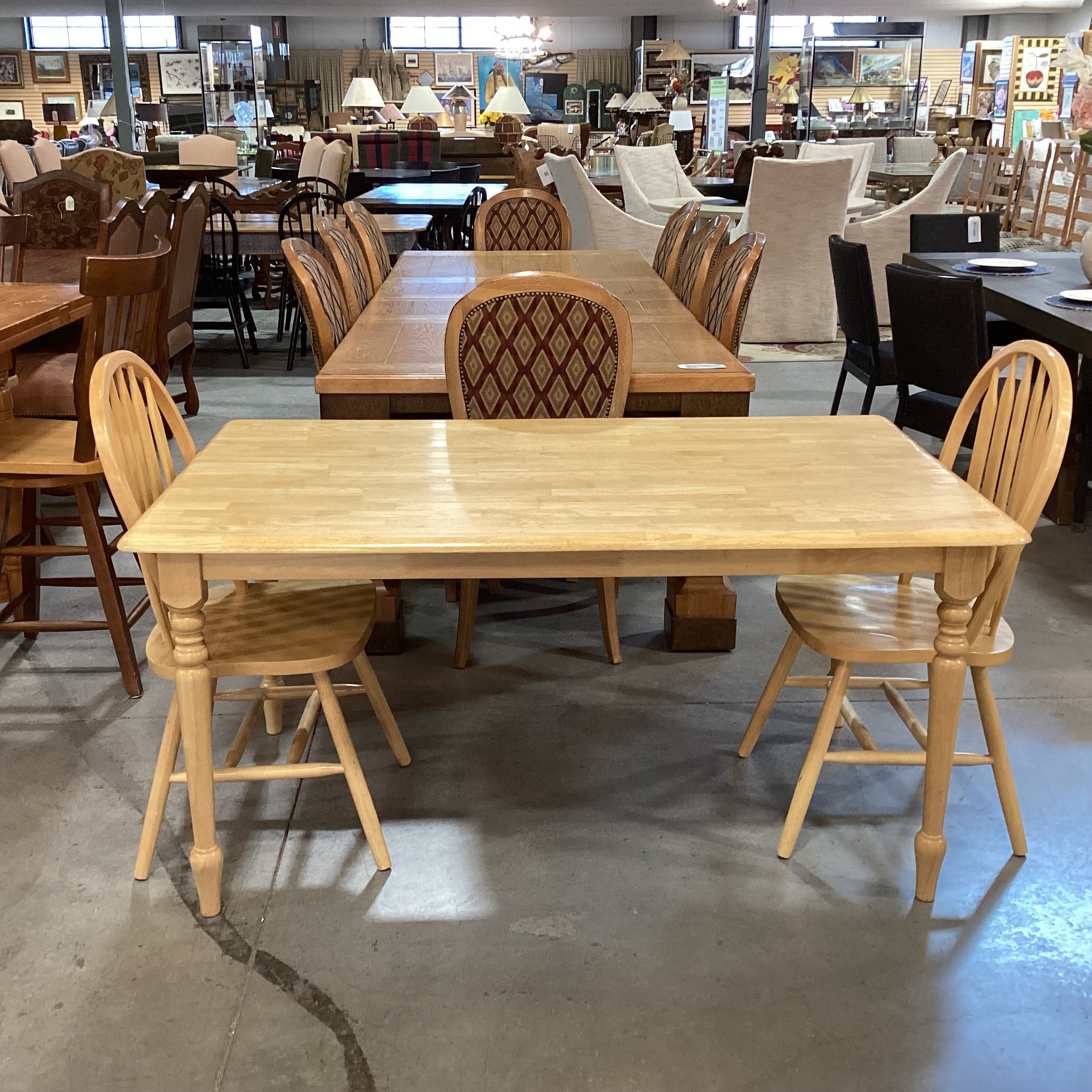 Honey Oak Table With 2 Chairs Dining Set 59.5"x 35.5"x 29.5"