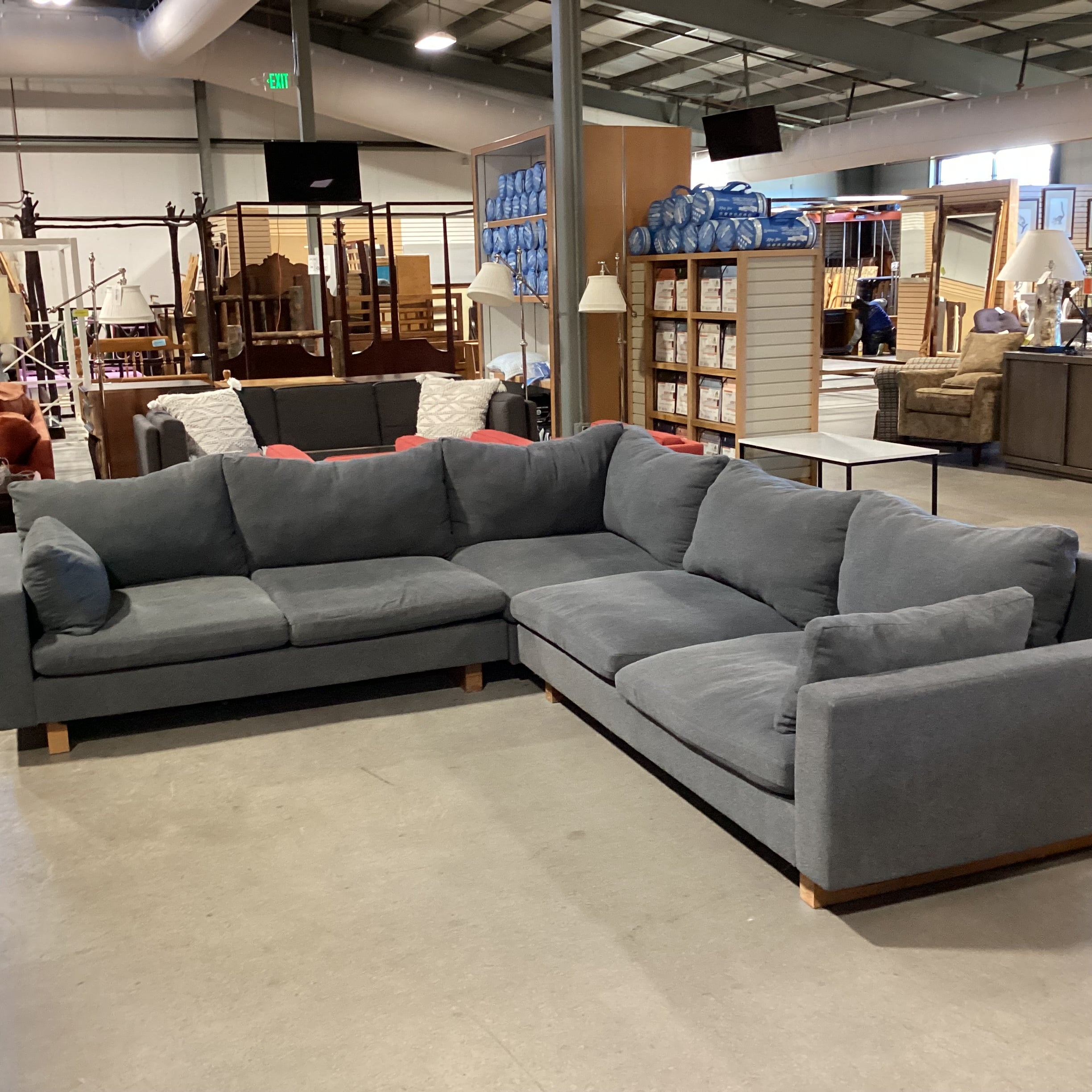 West Elm Harmony Dark Grey 3 Piece Sectional 110"x 120"x 42"x 28.5"