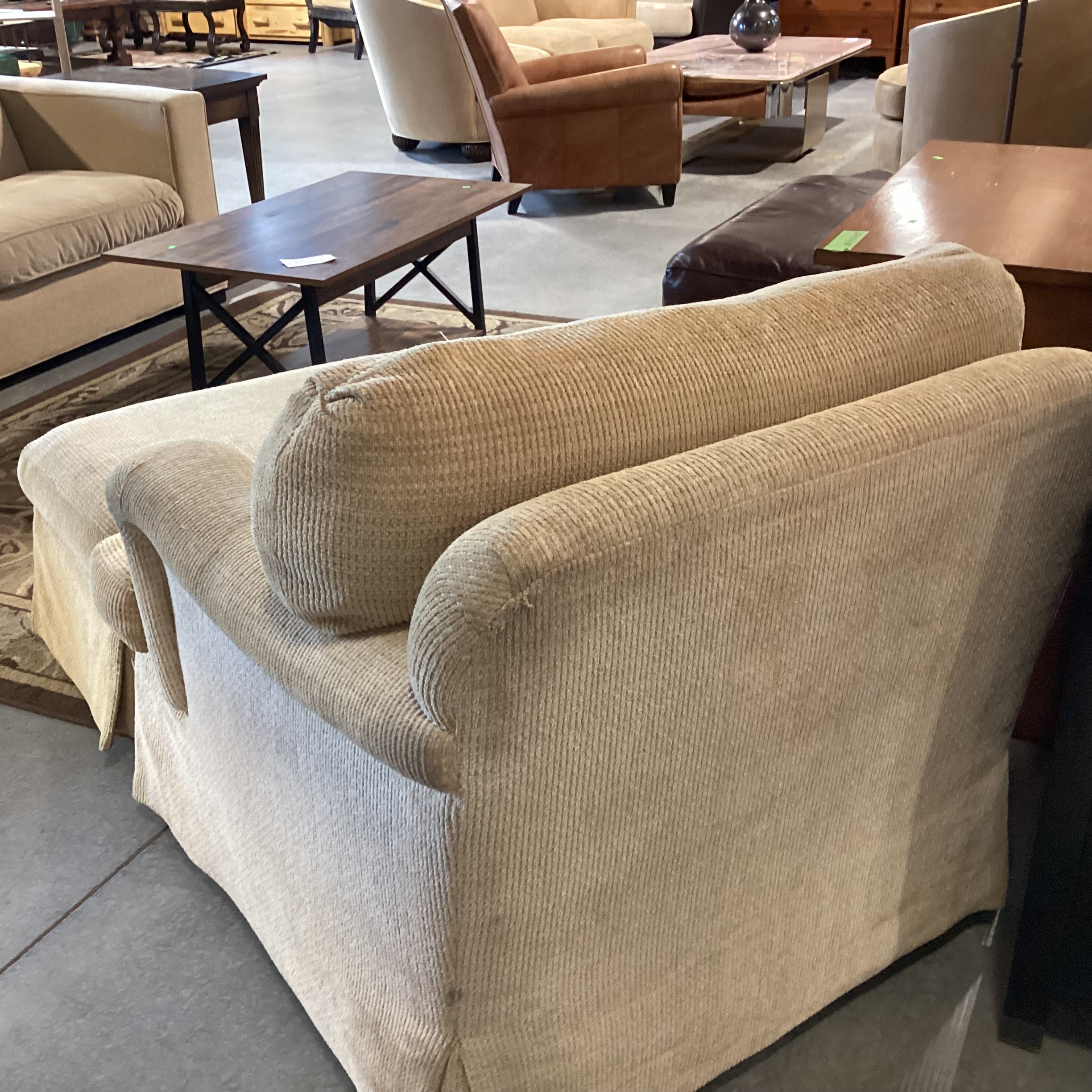 Lockhart Furniture Golden Chenille Woven & Down Mix with Ottoman on Casters Chair 36"x 36"x 31"