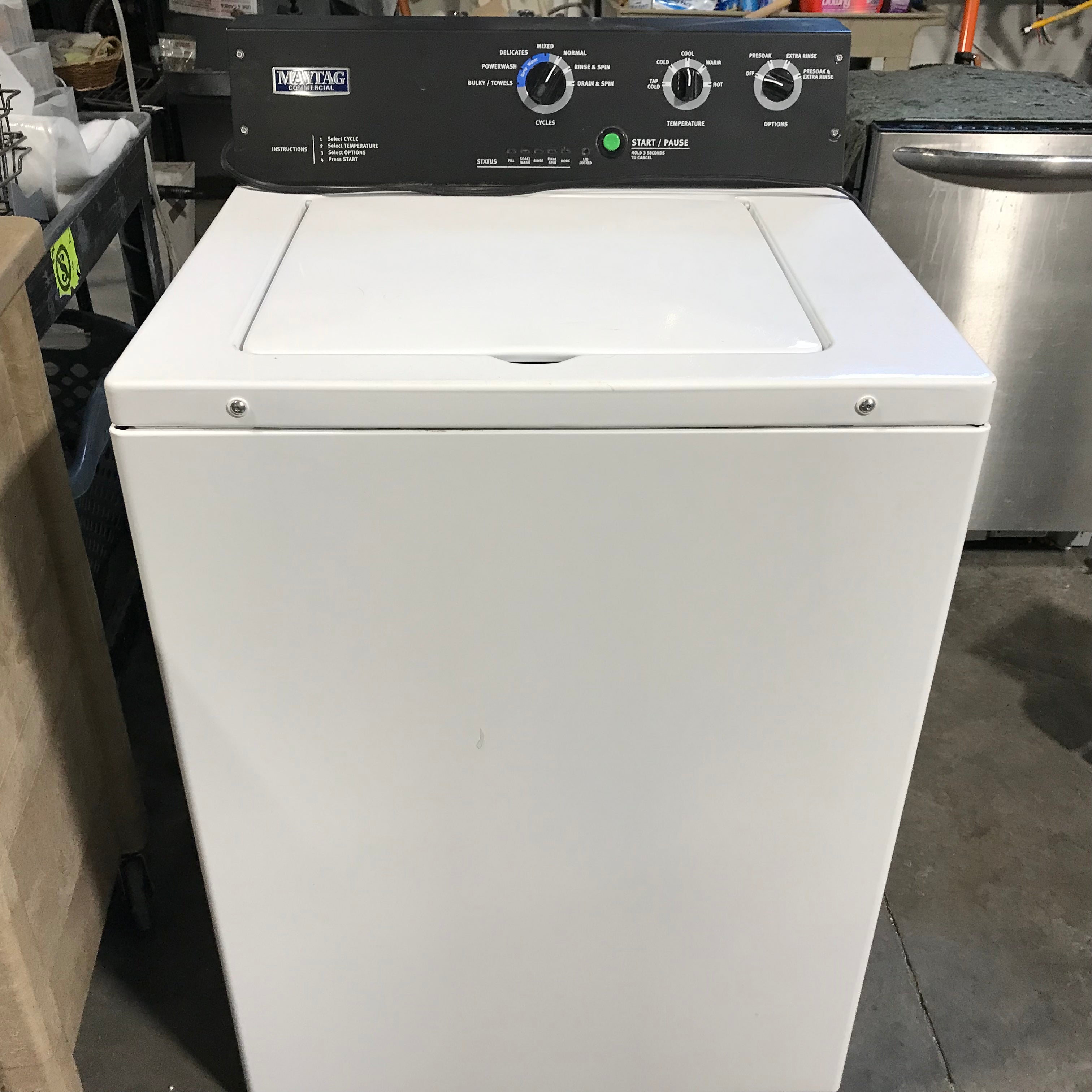 Maytag Commercial White Top-Load Washer 27"x 27"x 43"