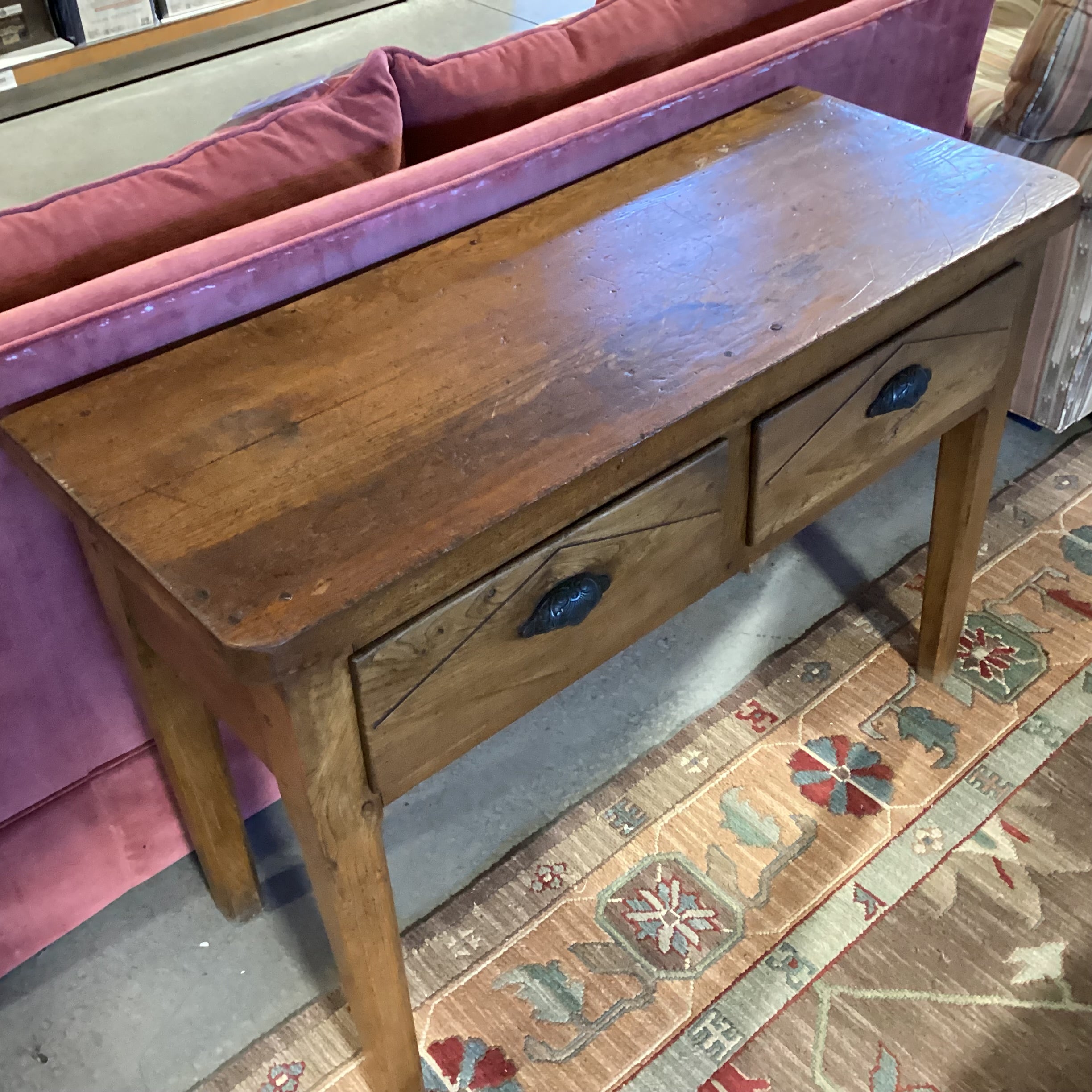 Antique Solid Wood 2 Drawer Console Sofa Table 45.5"x 17.5"x 31.5"