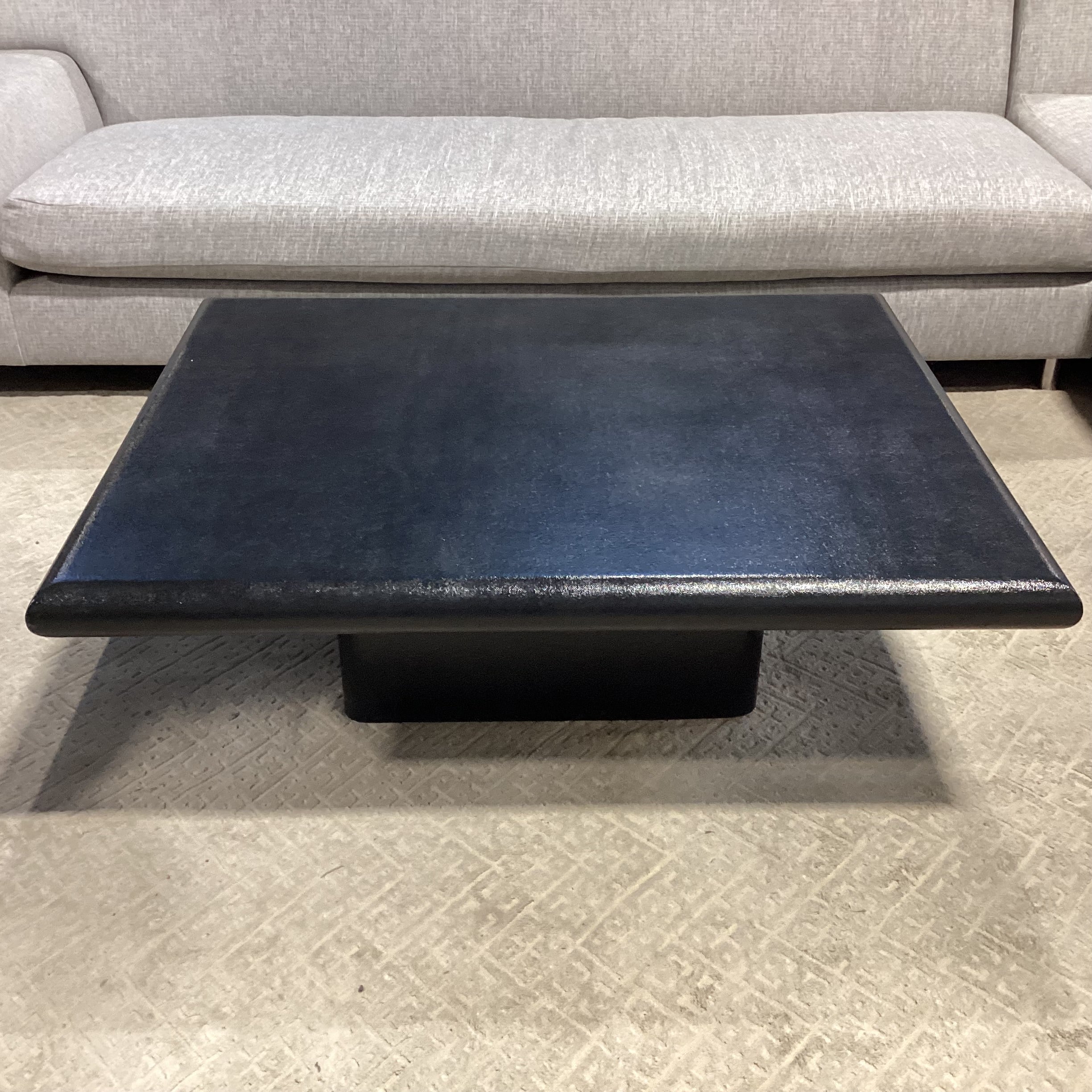 Custom Modern Black Lacquered Linen Wrapped Coffee Table 50"x 40"x 16"