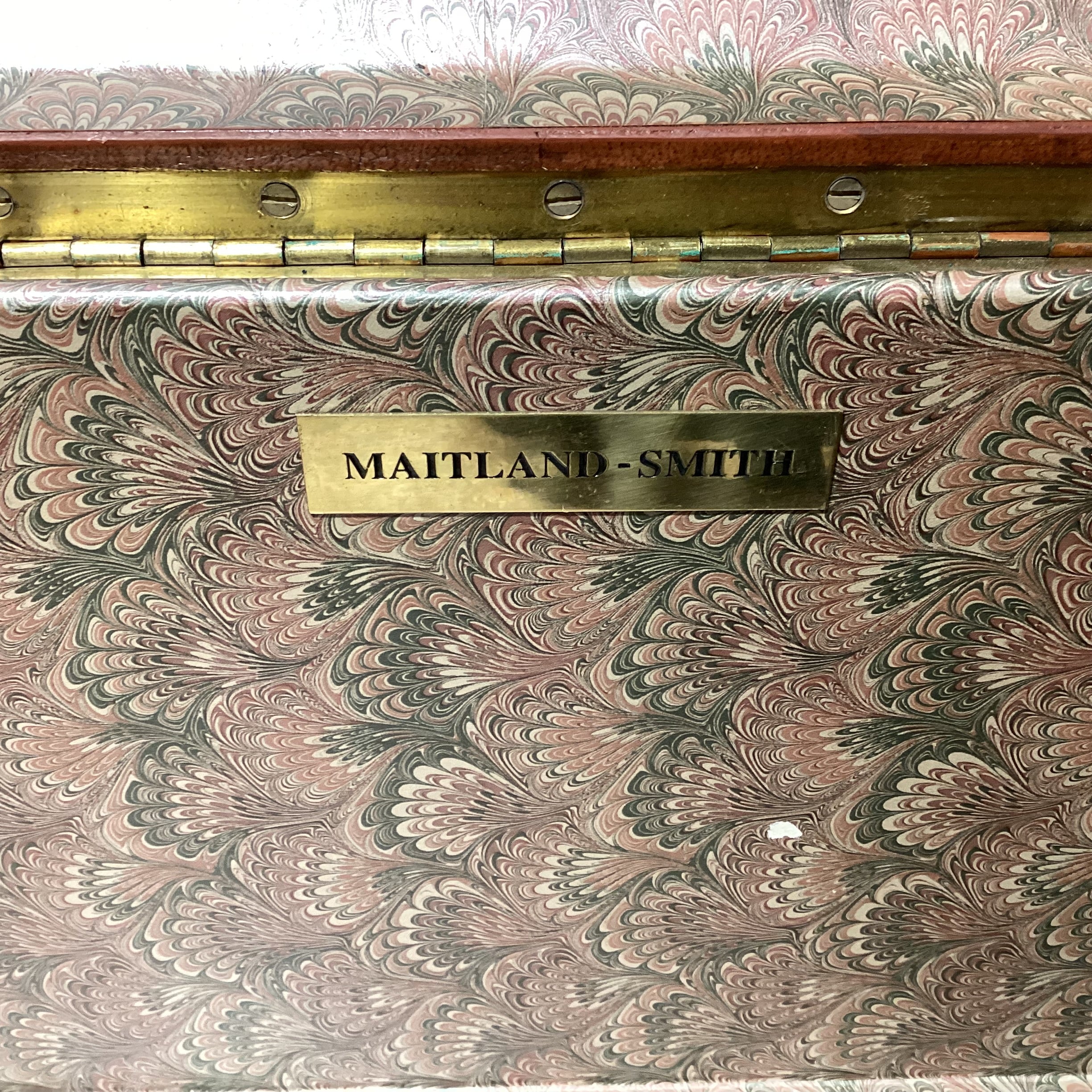 Maitland Smith Leather with Gold Stamping & Carved Clawfoot Trunk 44"x 35"x 18"