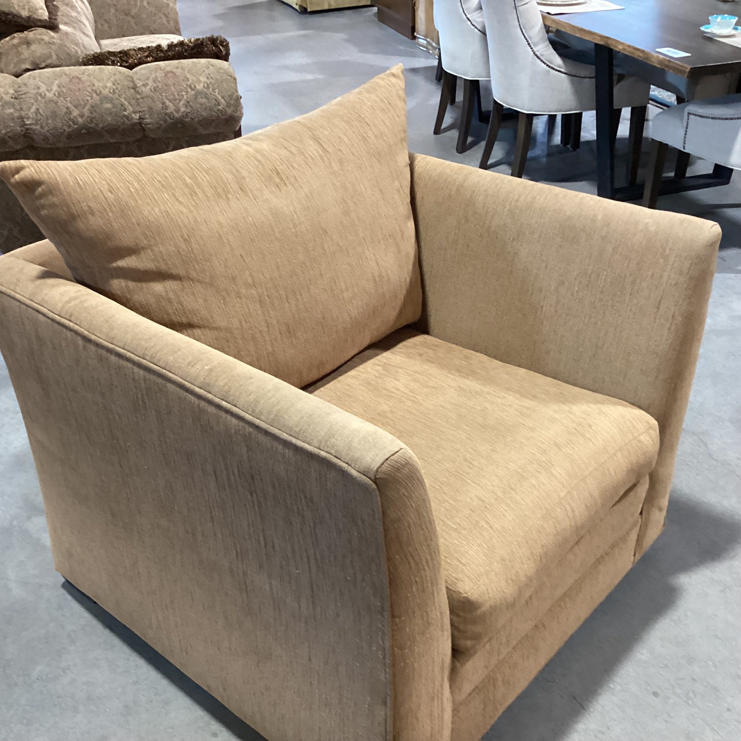 Golden Tan Woven High Arm Oversized Chair 39"x 38"x 32"
