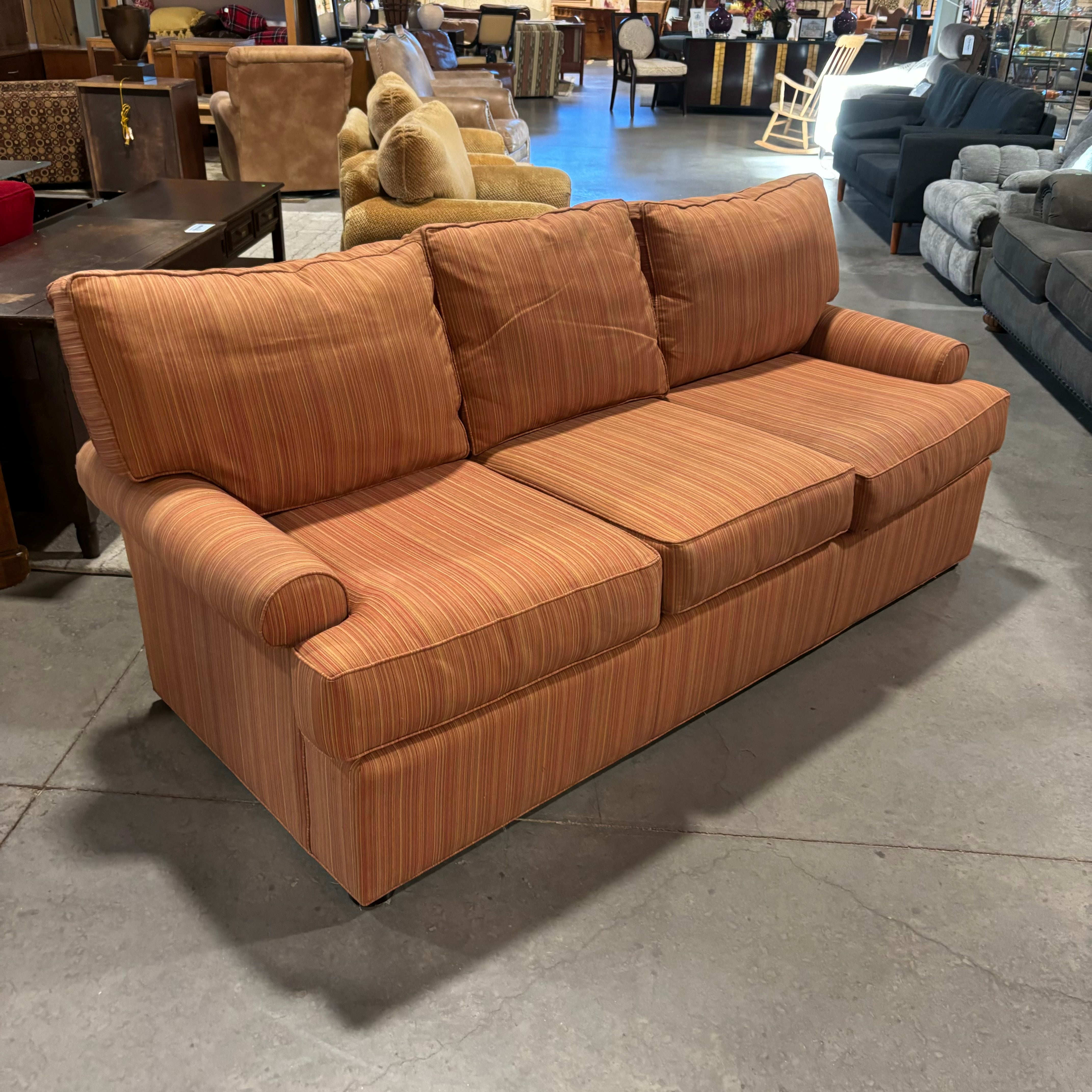 Thomasville Furniture Vintage Red Orange Green Multi Woven Sofa 84"x 40"x 29"