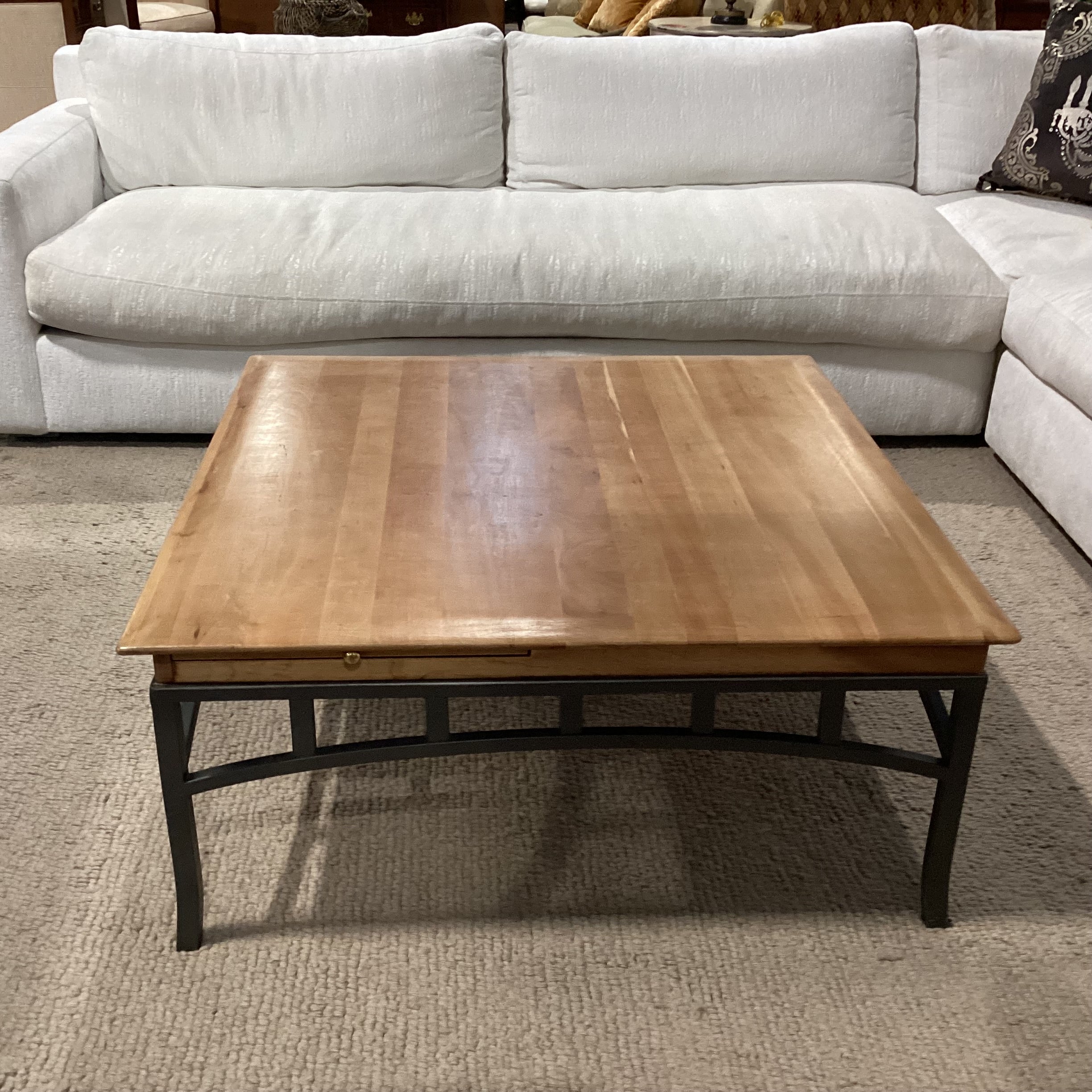 Wood & Metal with 4 Sided Pullout Top Coffee Table 38"x 38"x 17"