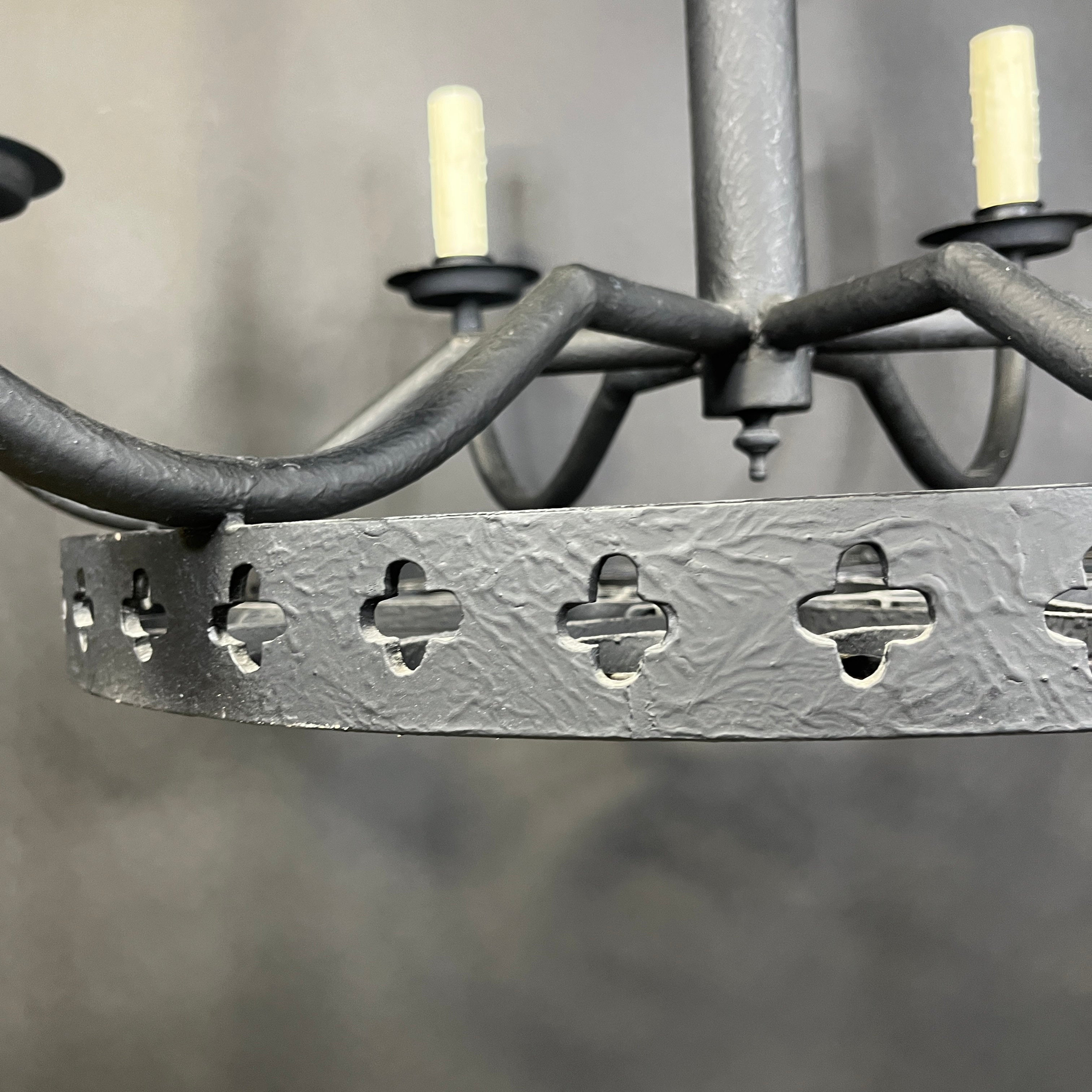 Romance Revival 6-Light Black Painted Metal Heart Candelabra Chandelier 38” Diameter x 36” - 82”